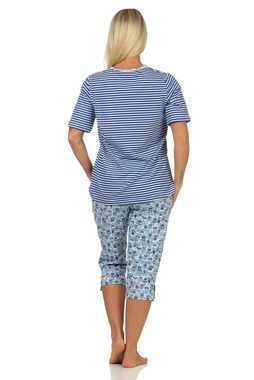 Normann Pyjama Damen Capri Schlafanzug mit Spitzenbesatz - auch in Übergrößen