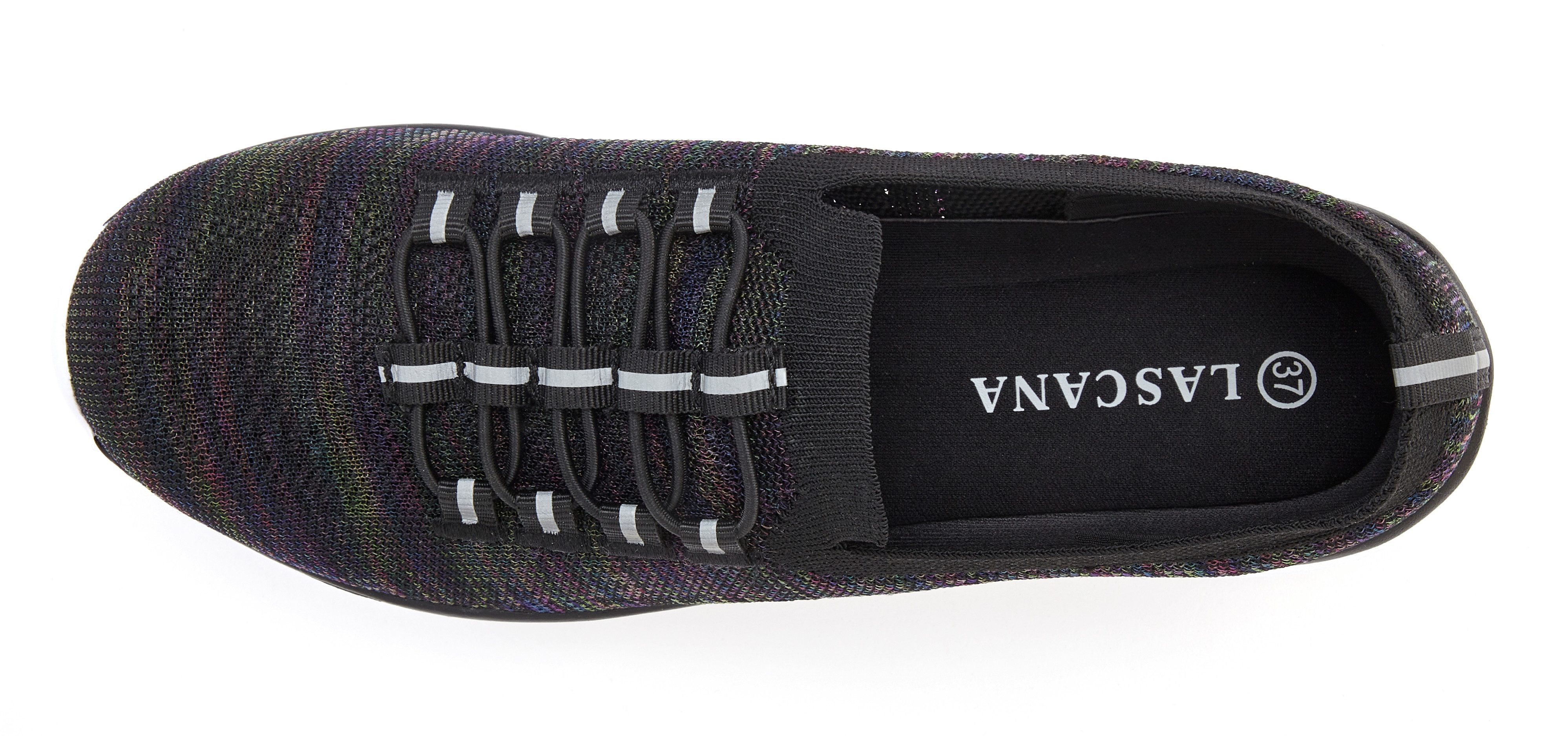 LASCANA Slipper, Halbschuh, Slip-On-Sneaker, Sneaker aus leichtem Textil-Material VEGAN