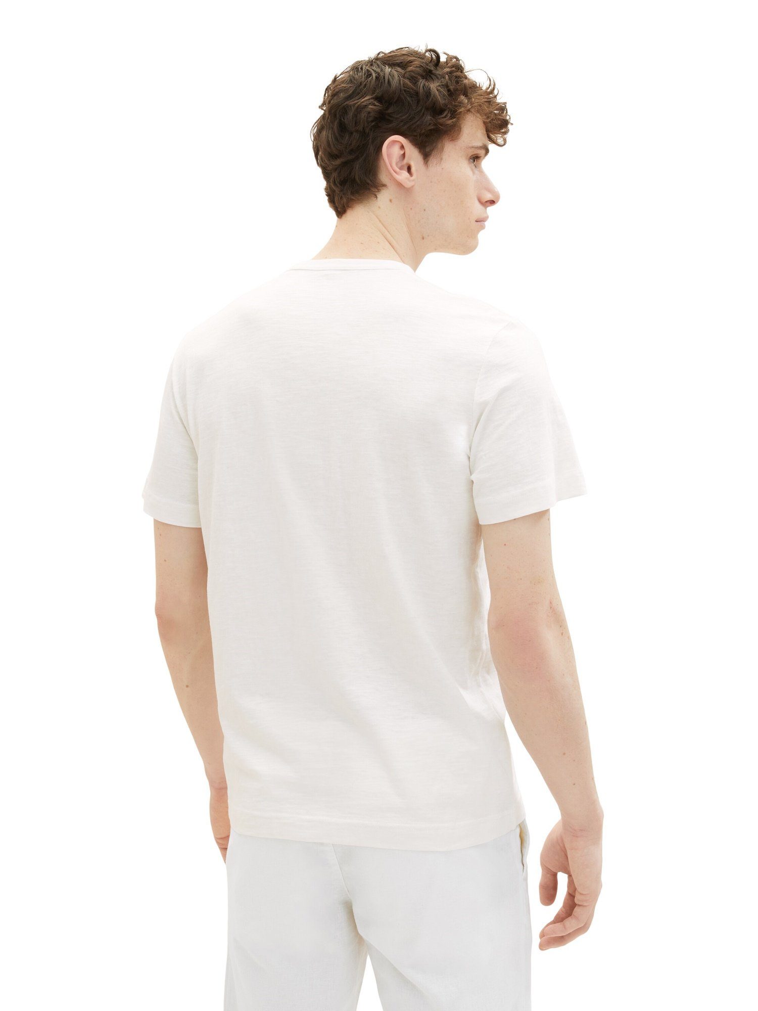 weiß (1-tlg) TAILOR TOM Tailor mit Kurzarmshirt Tom T-Shirt Frontprint T-Shirt