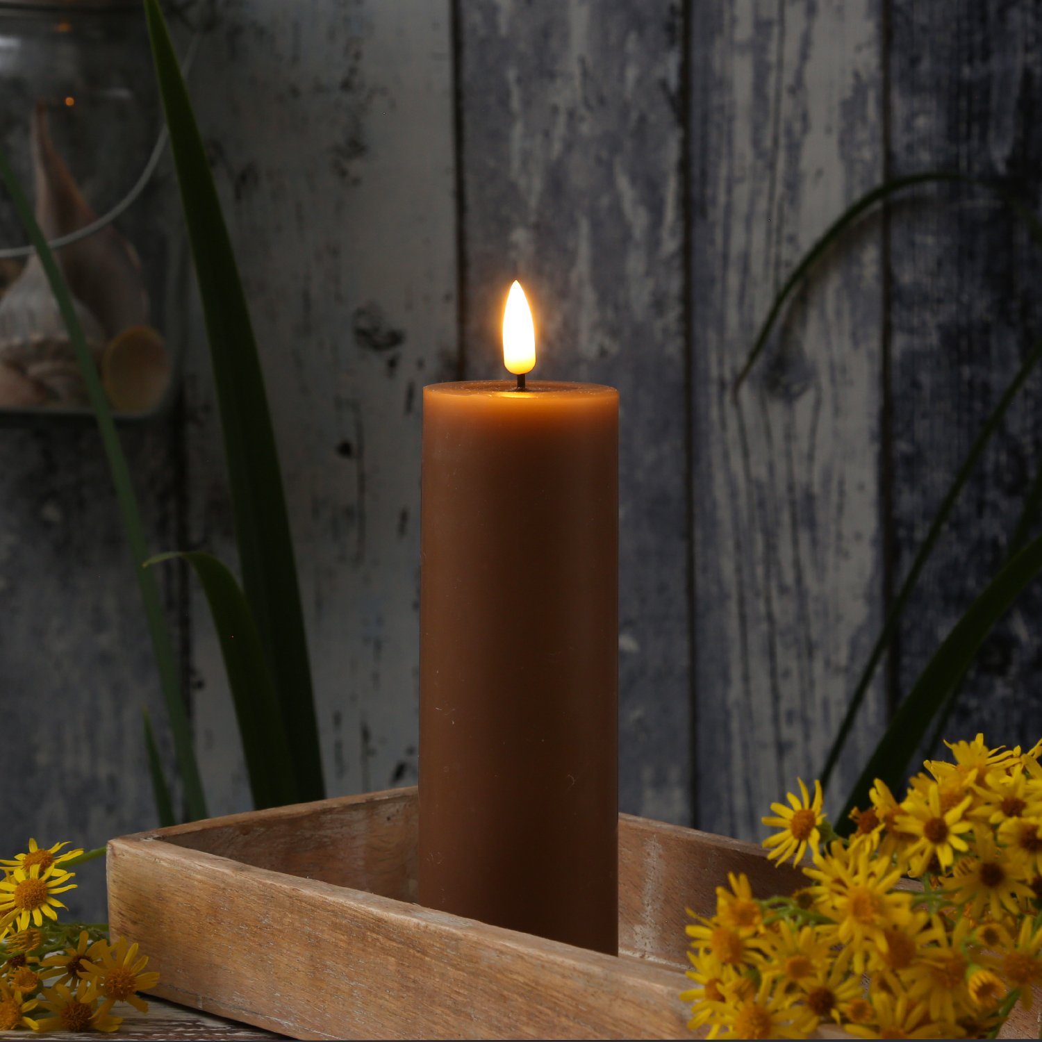 Deluxe Homeart LED-Kerze Mia Echtwachs Deluxe Wachsspiegel flackernd H: 15c günstig online kaufen