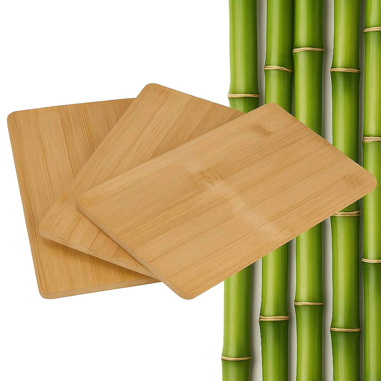 Koopman Frühstücksbrett Brotbrett Bambus Brett Bretter 3tlg Schneidebrett Set, Bambus, (3-St), 3 Stk, Natur, 22x14cm, Hygienisch, Leichte Reinigung