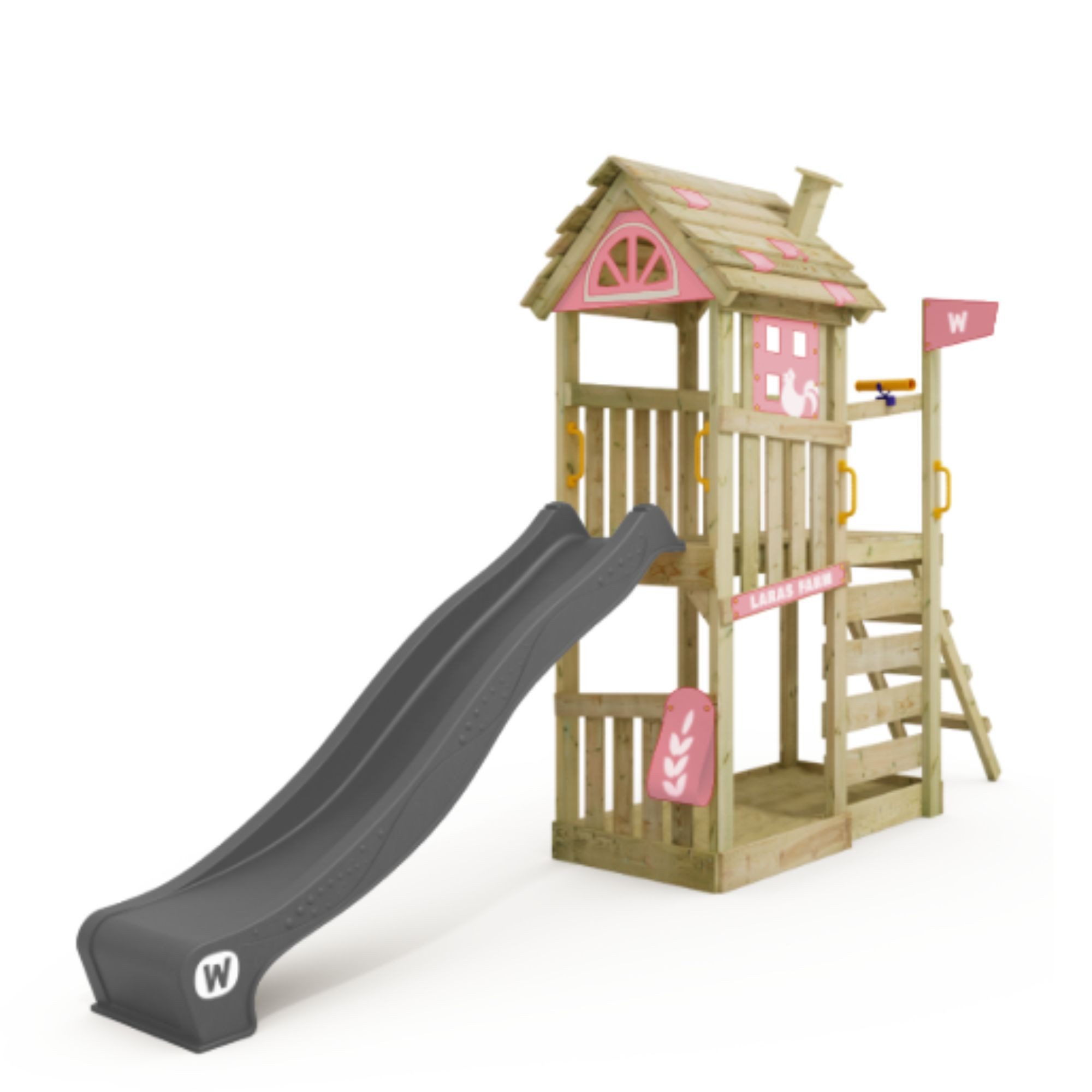 Wickey Spielturm FarmFlyer mit Rutsche, Anbaumodulen & Spielhaus in Bauernhof-Optik, Perfekt für kleine Abenteurer mit 10 Jahren Garantie*