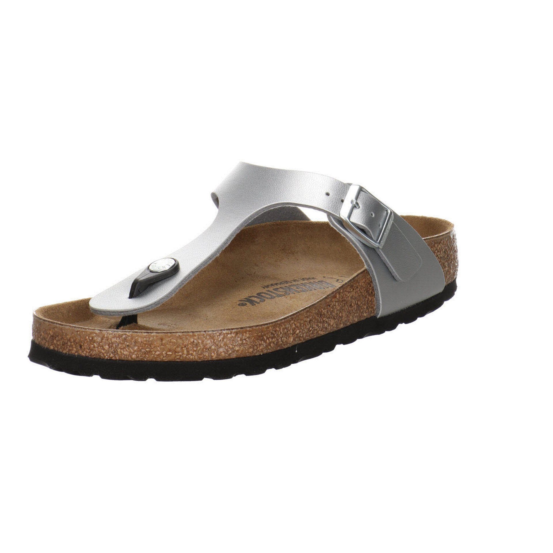 Birkenstock Damen Zehentrenner Sandalen Zehentrenner silber-metallic Gizeh Synthetik Pantolette