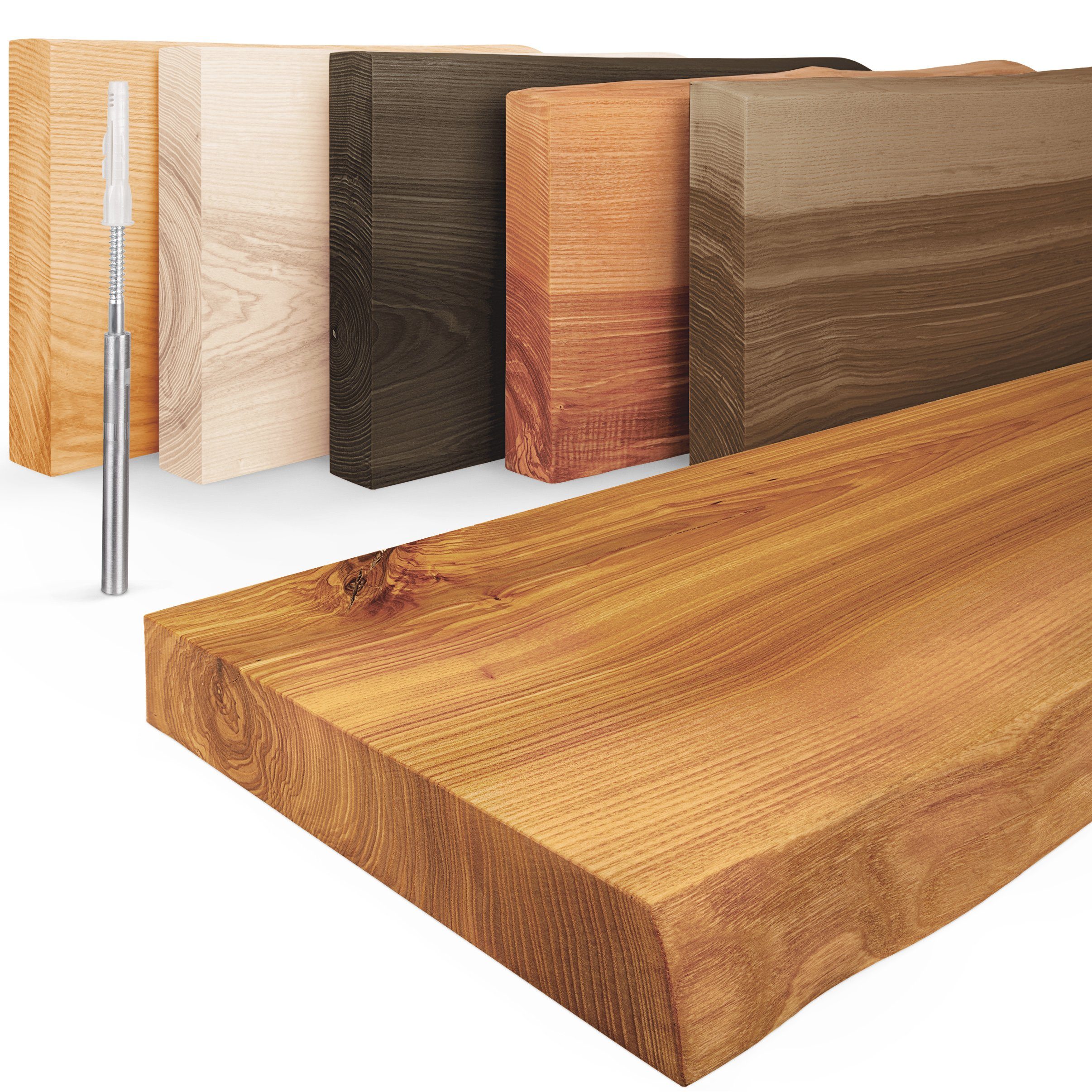 LAMO Manufaktur Wandregal Holz Baumkante Regal günstig online kaufen