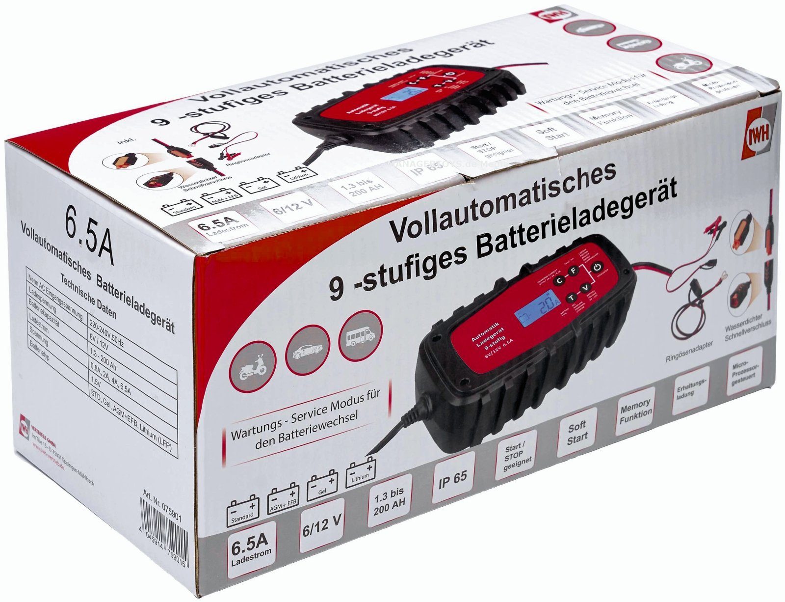 STAHLWERK Batterieladegerät für 6V 12V Auto Motorrad Batterien AGM GEL,  29,99 €