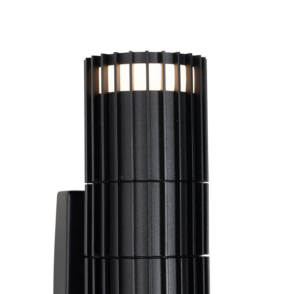 Qazqa Außen-Wandleuchte Boris, Dämmerungssensor, ohne Leuchtmittel, Kaltweiß, QAZQA Sicherheits­leuchte, gu10, Schwarz, Aluminium, Design