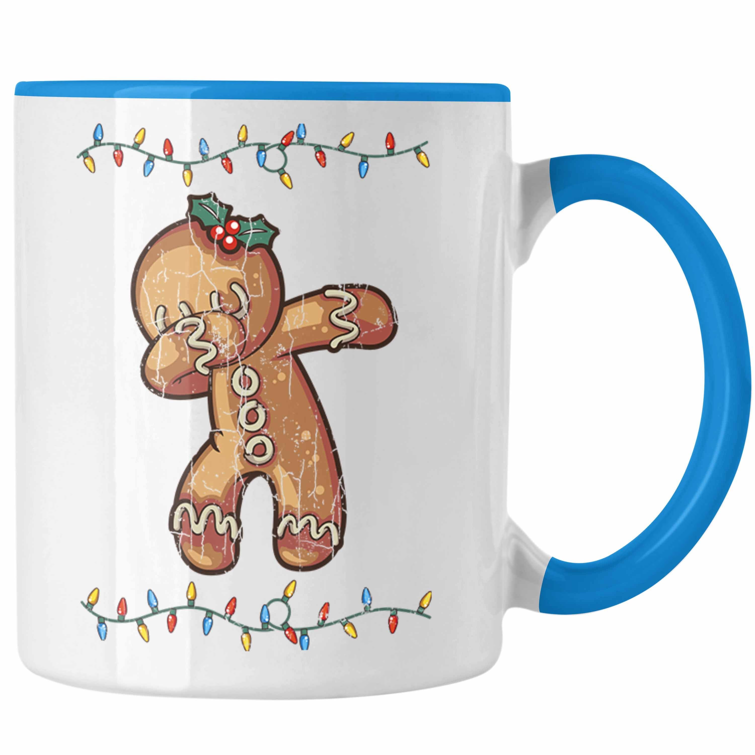 Geschenk Kinder Weihnachtstasse Blau Jungen Cute Lustig Mädchen Jungs Trendation Trendation Tasse Lebkuchen Becher - für Weihnachten Lebkuchenmann Tasse Grafik