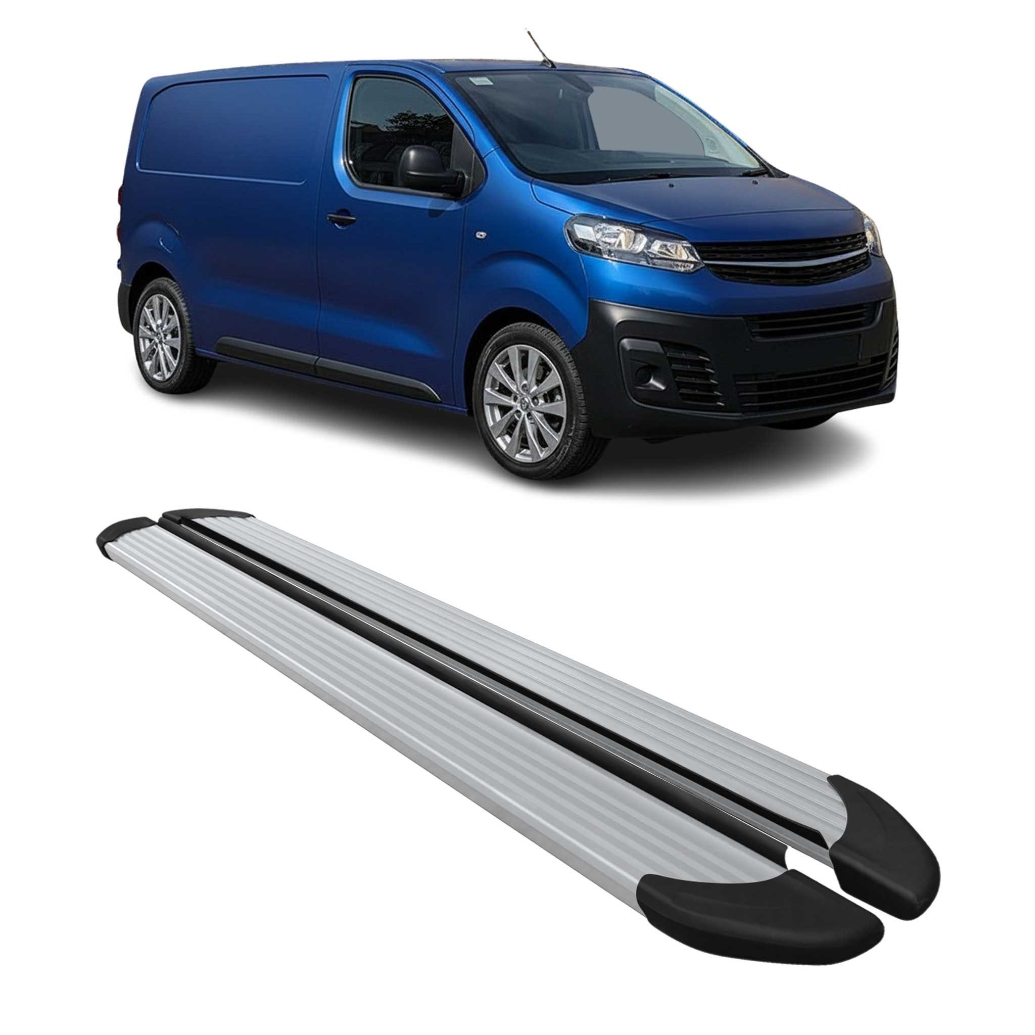OMAC Kfz-Schmutzfänger Trittbretter Schweller für Opel Vivaro C 2019-2025 L2 L3 Alu, 2-tlg., Rutschfest, Haltbar, Aerodynamik