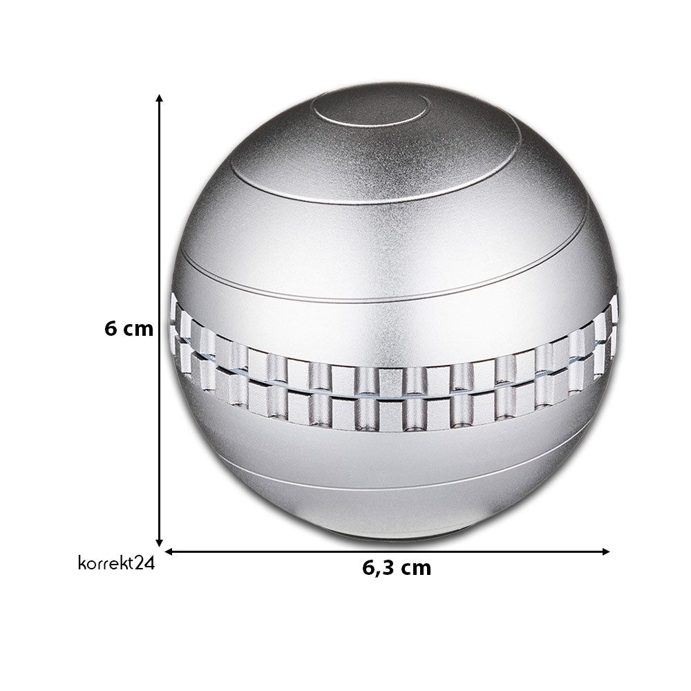 Coumo Kräutermühle Grinder Crusher Set Gewürzmühle XL, Gyro Kugel, ⌀ 6 cm, Metall, Gyro Spinning Funktion