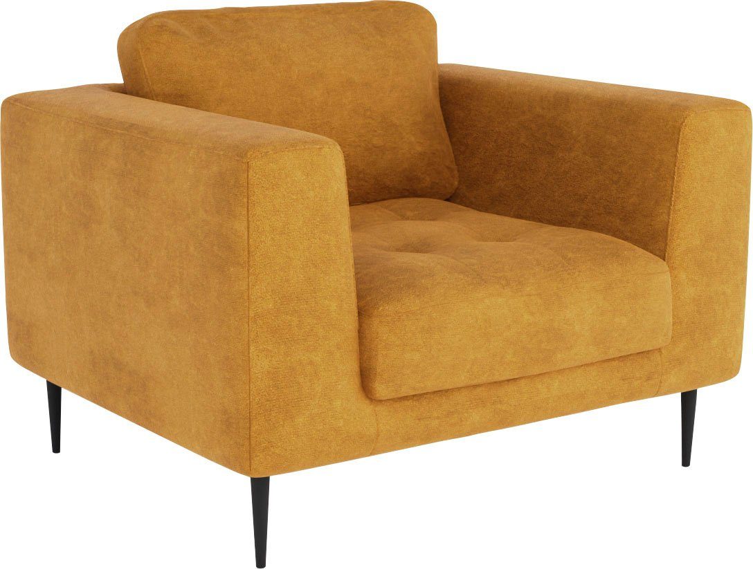 TRENDMANUFAKTUR Sessel Luzi, Loungesessel, modern mit extra hohen Füßen, Designsessel mit tollem Sitzkomfort, Metallfüße schwarz, Breite 96 cm