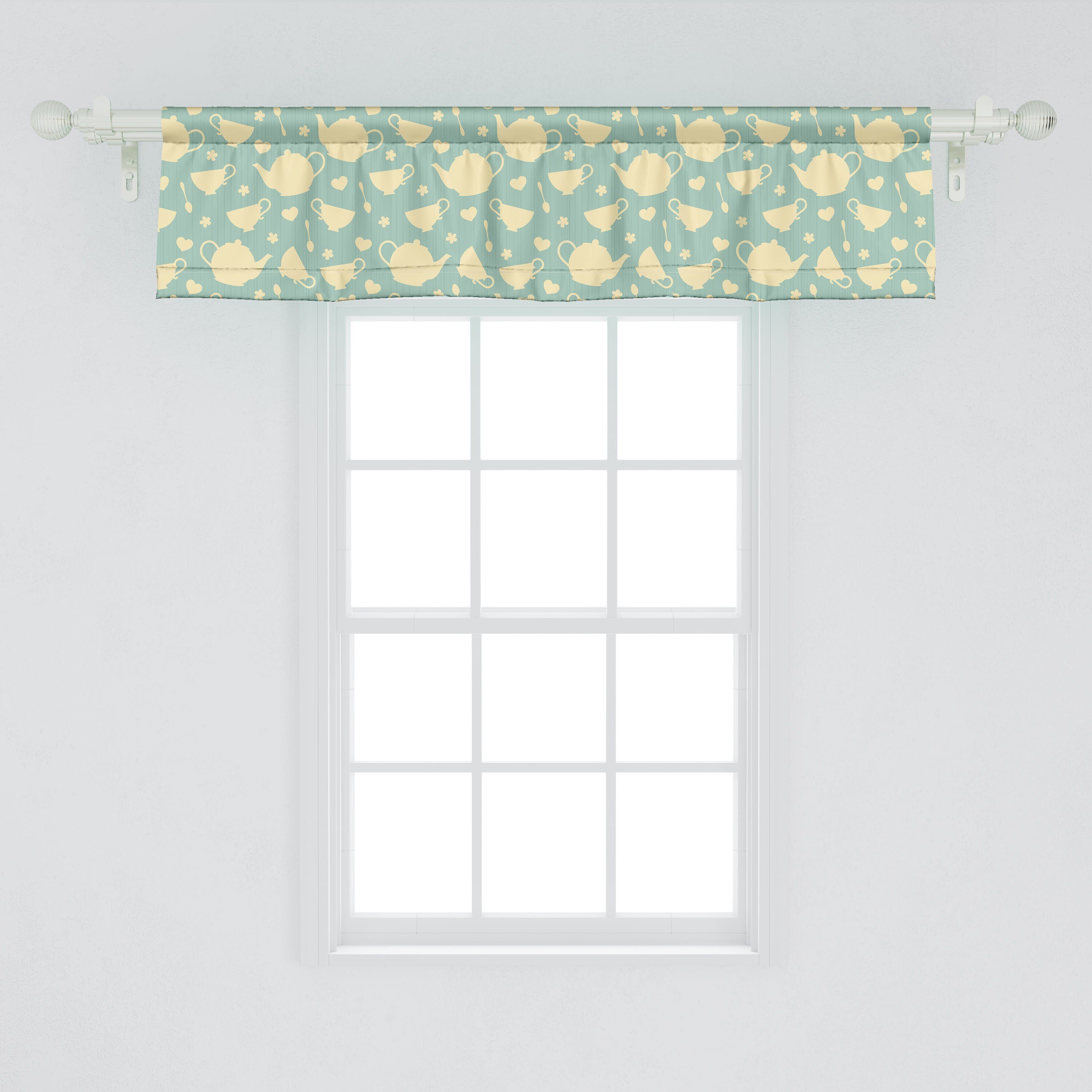 Scheibengardine Vorhang Volant für Küche Abakuhaus, Teekanne Britische Küche Stangentasche, mit Dekor Schlafzimmer Teetasse Microfaser