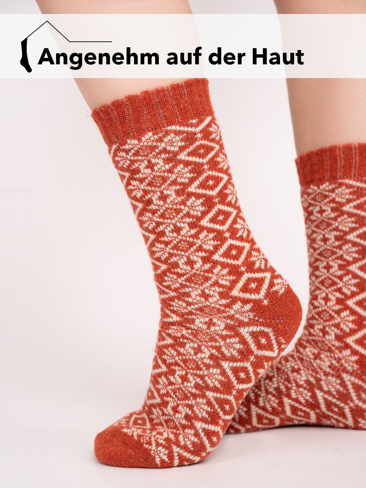 Rot Herren Warm mit Socken In 45% Wolle Bunten Mit Dick Damen Design HomeOfSocks & Socken Wollanteil Dicke Für Hyggelig Socken Hohem Hygge