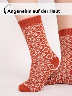 HomeOfSocks Socken Hygge Socken Dick Für Herren & Damen mit Wolle Dicke Socken Hyggelig Warm Mit Hohem 45% Wollanteil In Bunten Design
