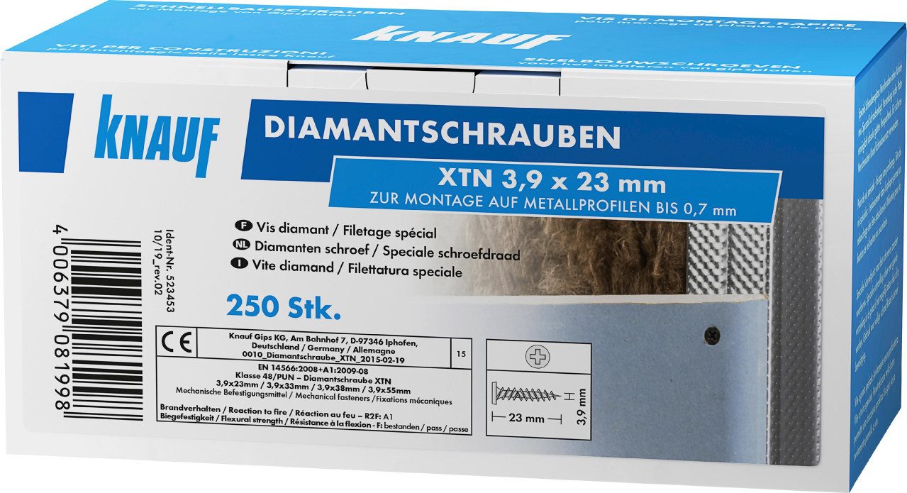 KNAUF Trockenbauschrauber Knauf Diamantschr. XTN 3,9 x 23 mm 250 Stück