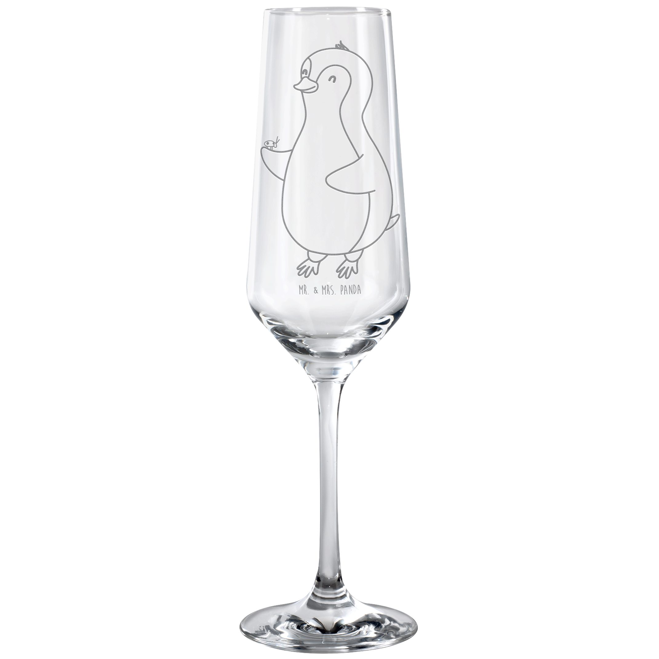 Mr. & Mrs. Panda Sektglas Pinguin Marienkäfer - Transparent - Geschenk, Sektglas, Wunder, Liebe, Premium Glas, Hochwertige Gravur