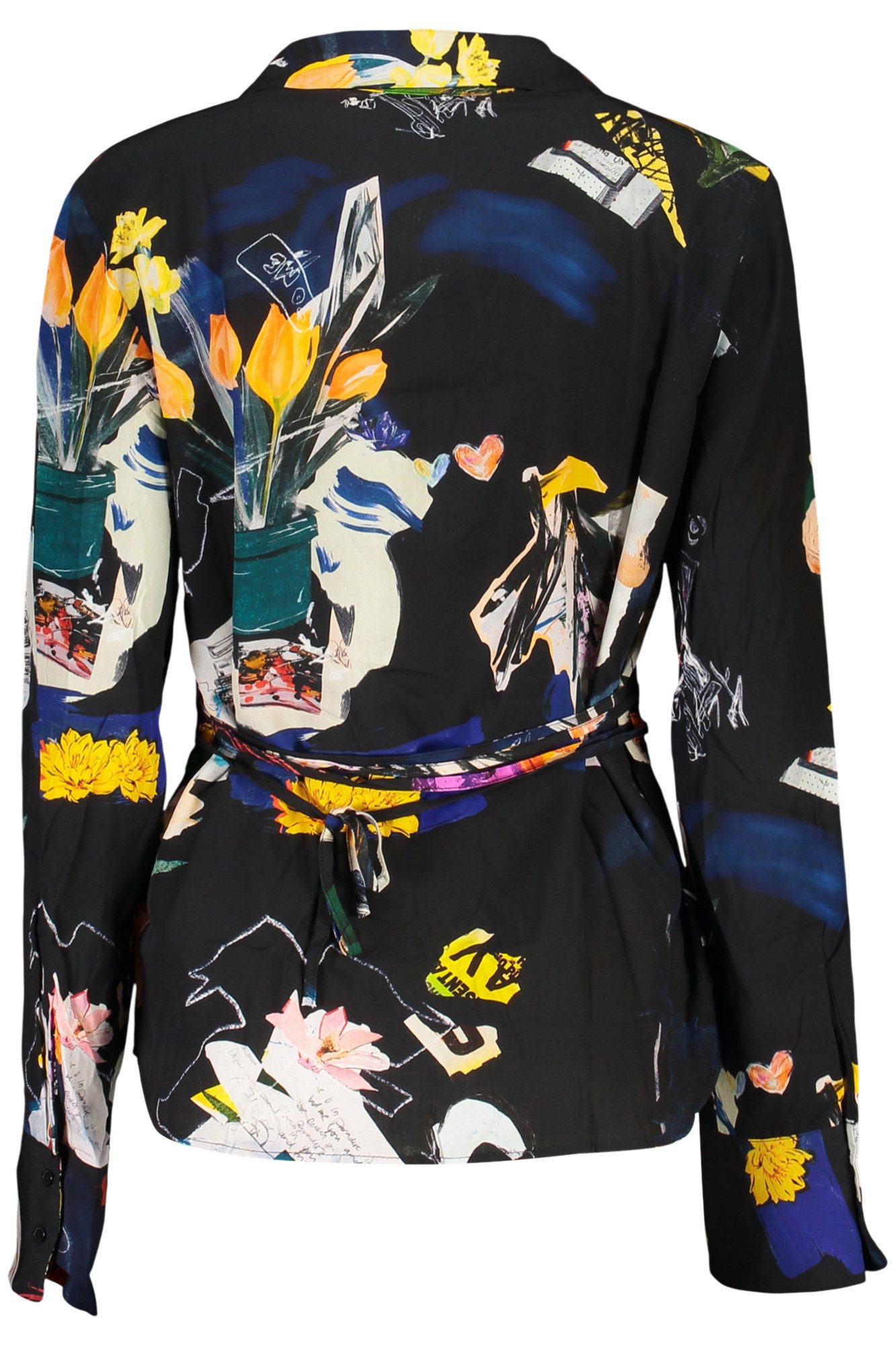 Desigual Blusenshirt Stylisches Damen Langarmshirt Schwarz mit Muster