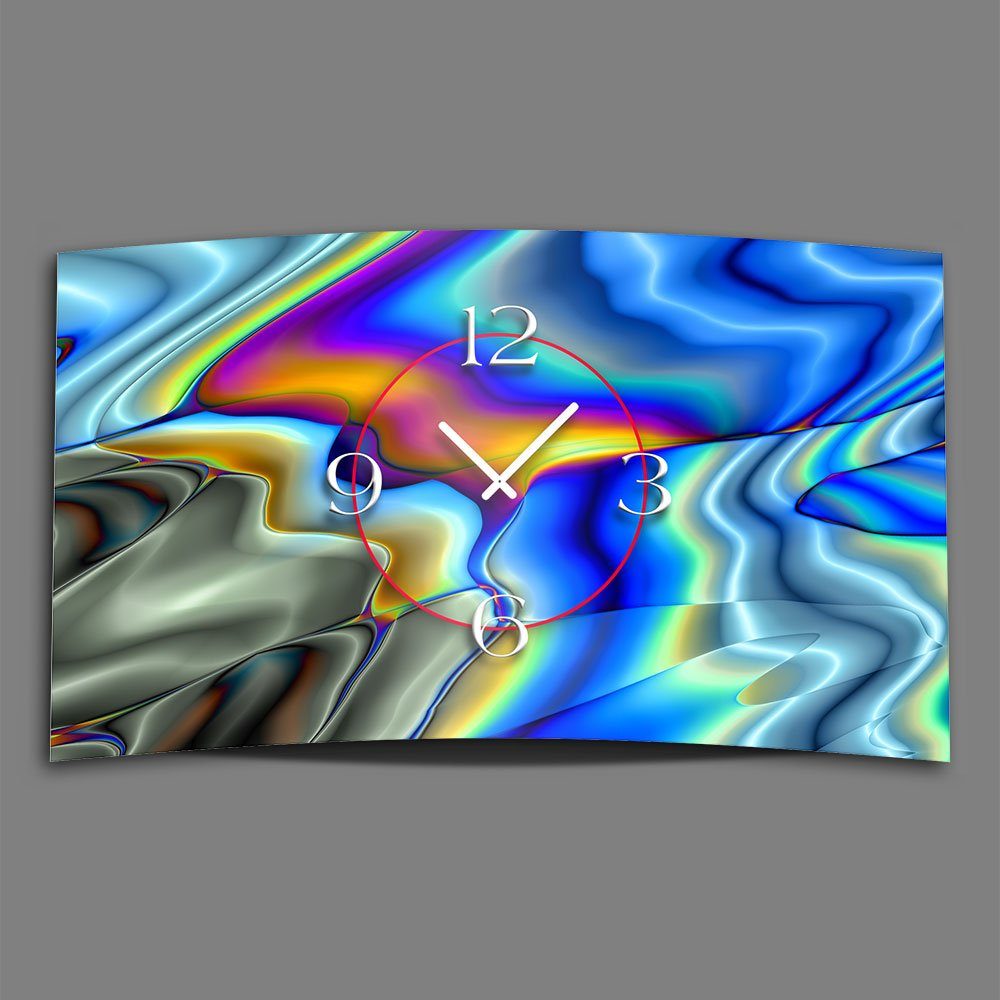 dixtime Design Wanduhr Wanduhren Farbverlauf Abstrakt 3D-Optik Designer Wanduhr (Einzigartige 4mm Alu-Dibond) modernes bunt aus