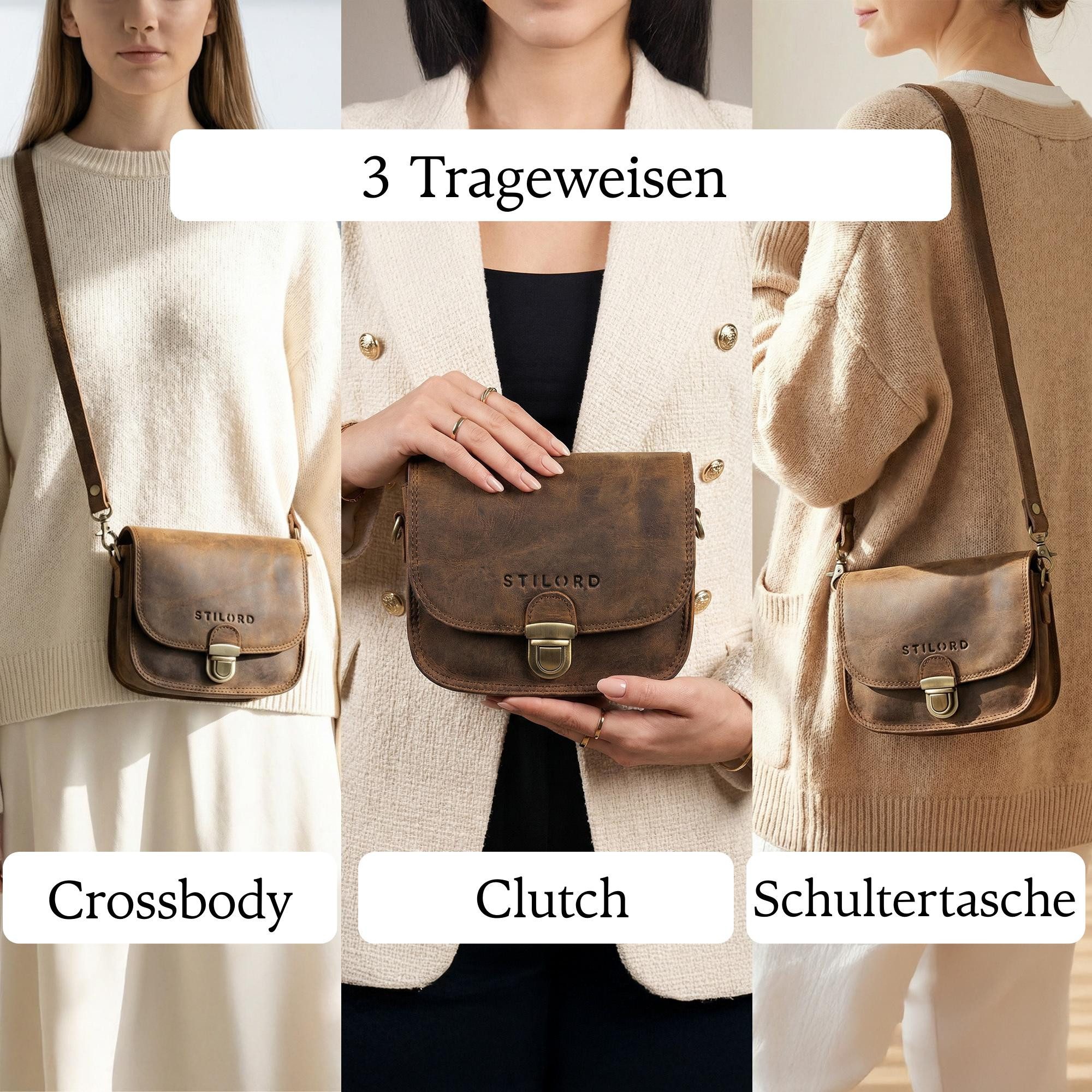 STILORD Handtasche "Maribel" Mini Umhängetasche Damen Leder mit Abnehmbaren Gurt – Bild 2 von 5