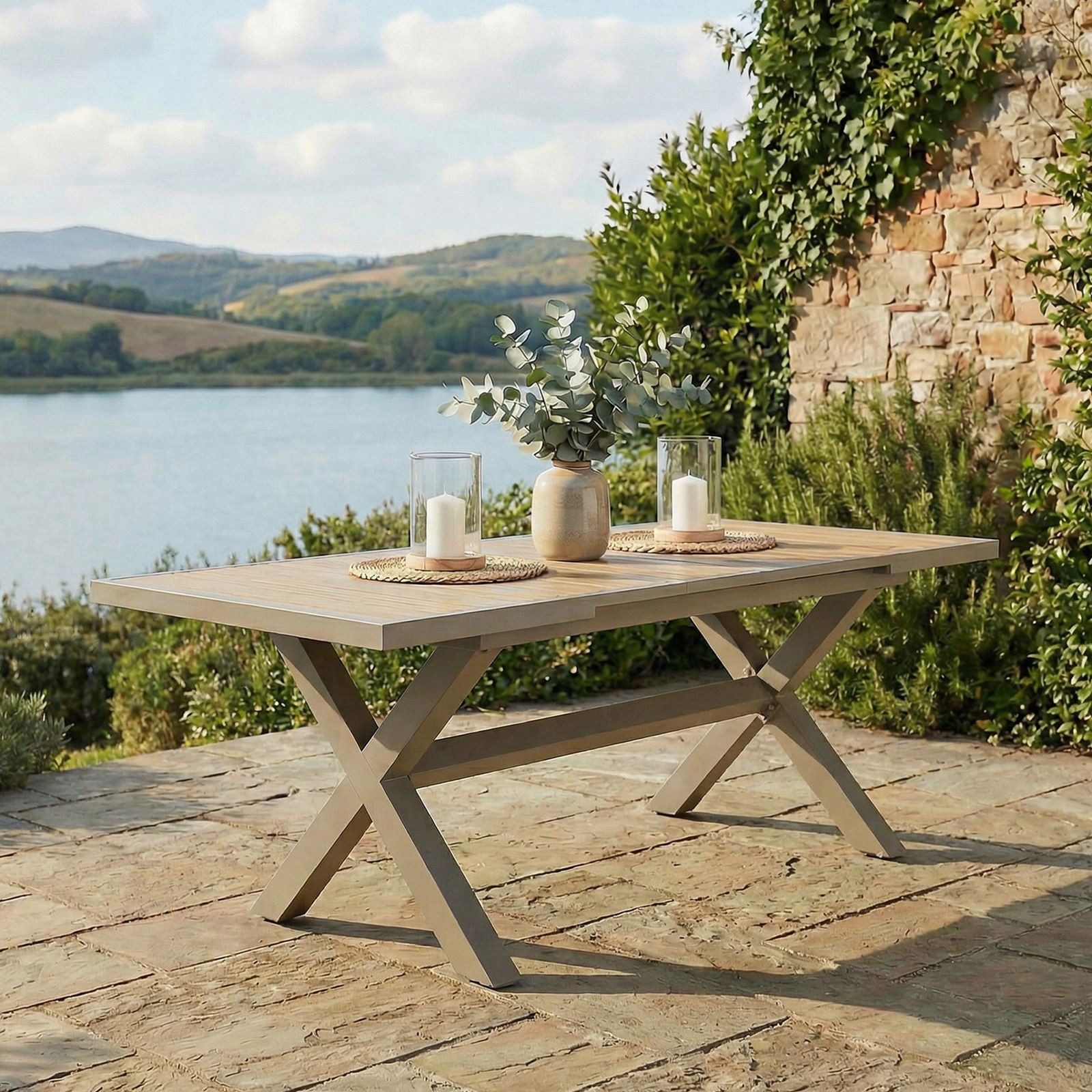 IDIMEX Gartentisch LAGOA, Terrassentisch ausziehbar 180- 240 cm Aluminiumgestell & Holzoptik