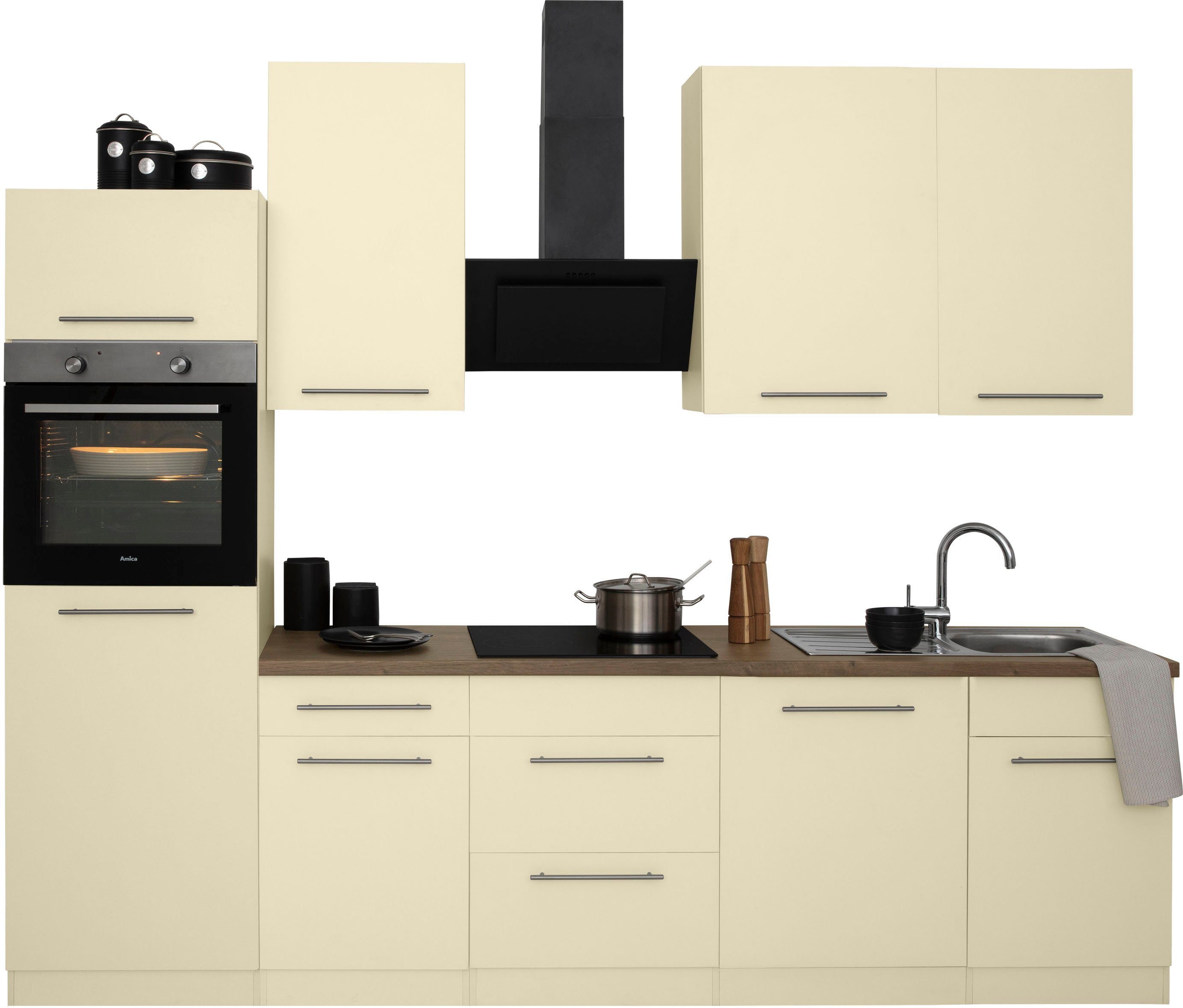 wiho Küchen Küchenzeile Unna, mit E-Geräten, Breite 280 cm