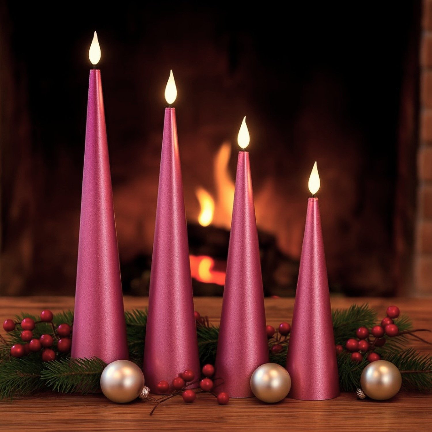 Online-Fuchs LED-Kerze 4 Kerzen, Stabkerzen XL in Kegelform inklusive 6-Stu günstig online kaufen