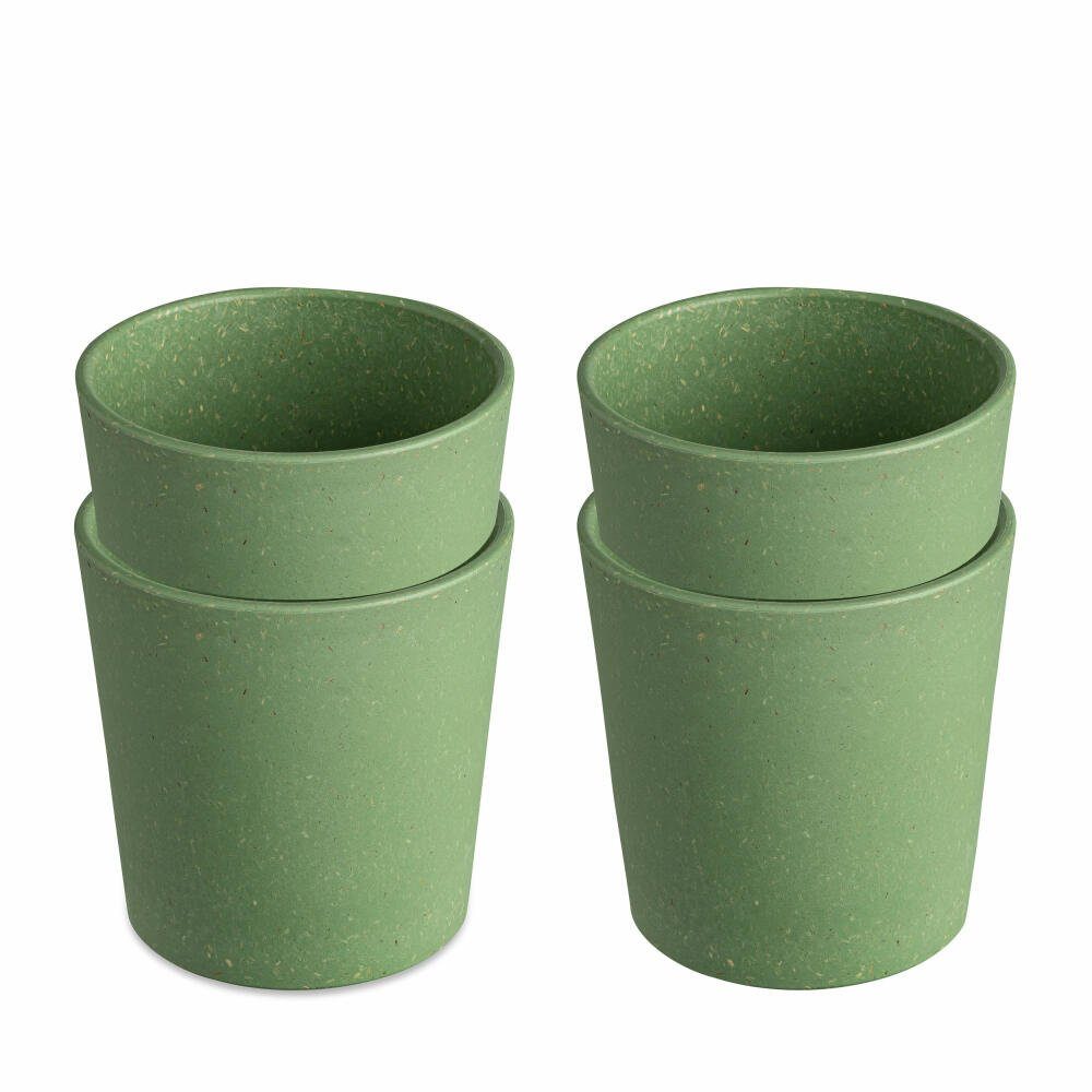 KOZIOL Becher 4er-Set Connect Cup S Nature Leaf Green, 190 ml, Kunststoff-Holz-Mix, stapelbar