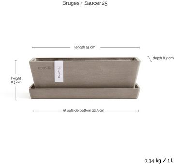 ECOPOTS Balkonkasten Bruges Mini 25 Taupe, für innen und außen: frostsicher, bruchsicher und lichtbeständig