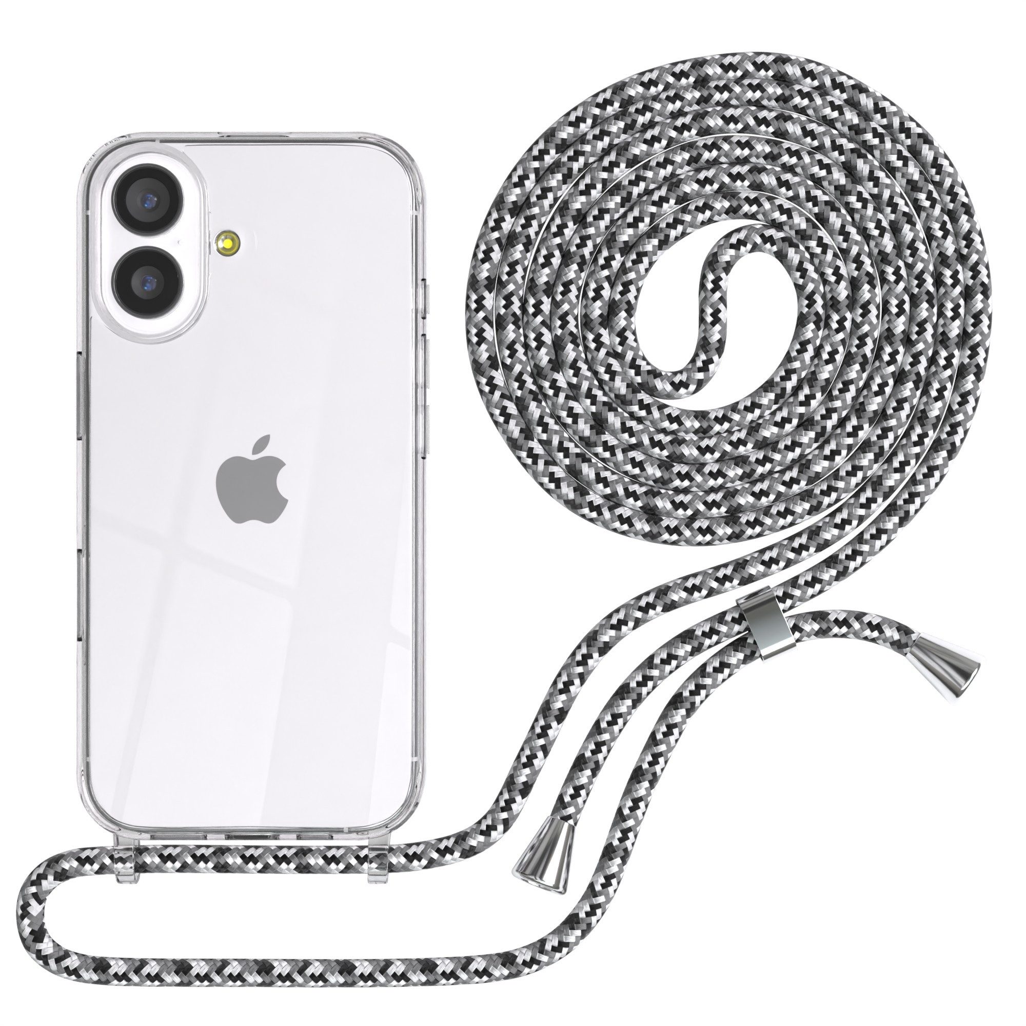 EAZY CASE Handykette Hülle mit Kette für Apple iPhone 17 6,3 Zoll, Kette zum Umhängen mit Umhängeband mit Riemen Schwarz Camouflage