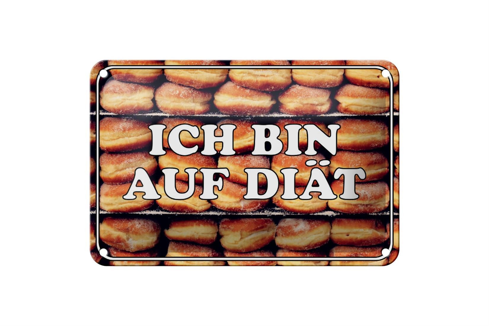 Femer GmbH Metallschild Hinweis 18x12cm ich bin auf Diät, (1 St), gewölbte Oberfläche, abgerundete Ecken, umgeschlagene Kanten