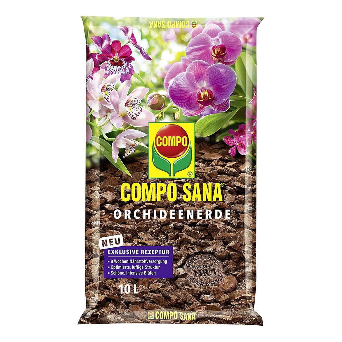 Compo Blumenerde Orchideenerde, (Packung, 10 l Orchideenerde im Sack), Orchideen,Startdüngung,nachhaltig,recycelt