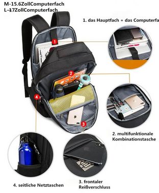 XDeer Businesstasche Groß Laptoprucksack Herren Damen mit USB-Ladeanschluss,18/20 Zoll, -wasserfester Backpack Notebook Rucksack Anti Diebstahl Schulrucksack