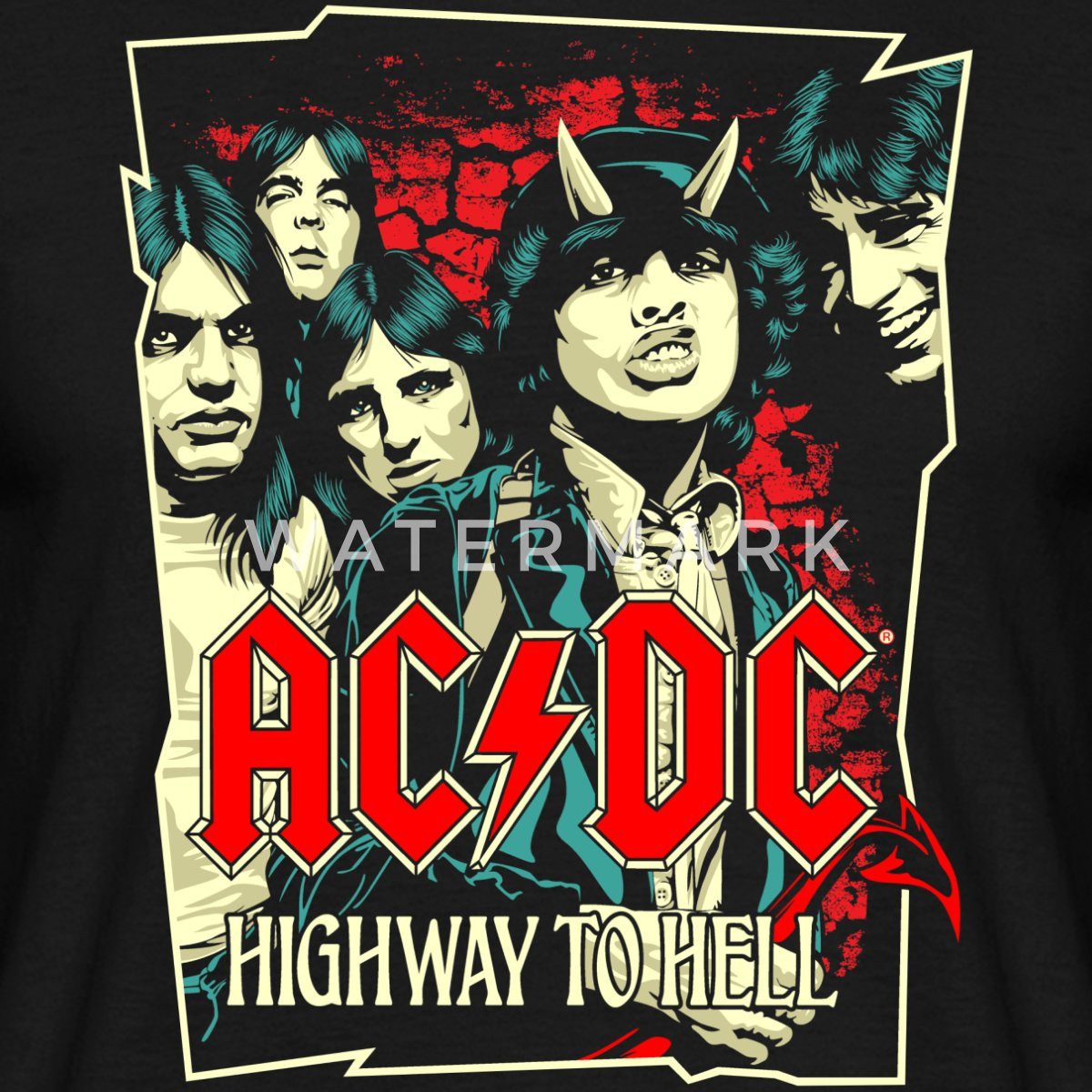 Spreadshirt T-Shirt AC/DC Bandlogo Bild Highway To Hell Album Männer T-Shir günstig online kaufen