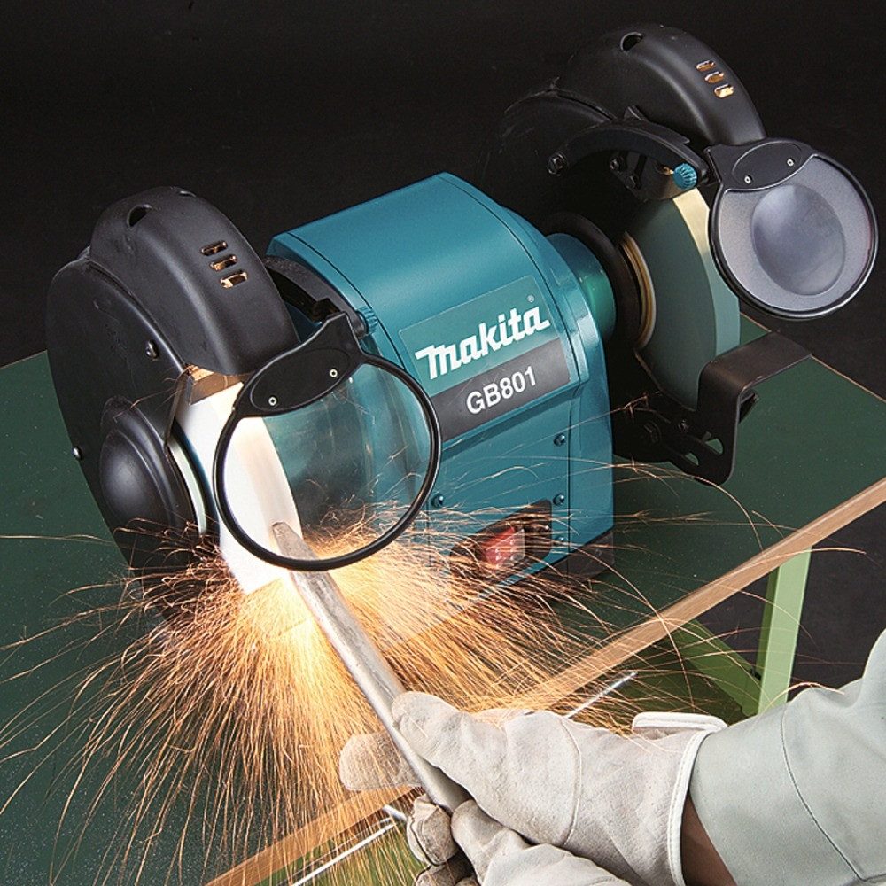 Makita Kombischleifer, max. 2850 U/min, Doppelschleifbock 550 W, GB801, 205 mm - im Karton