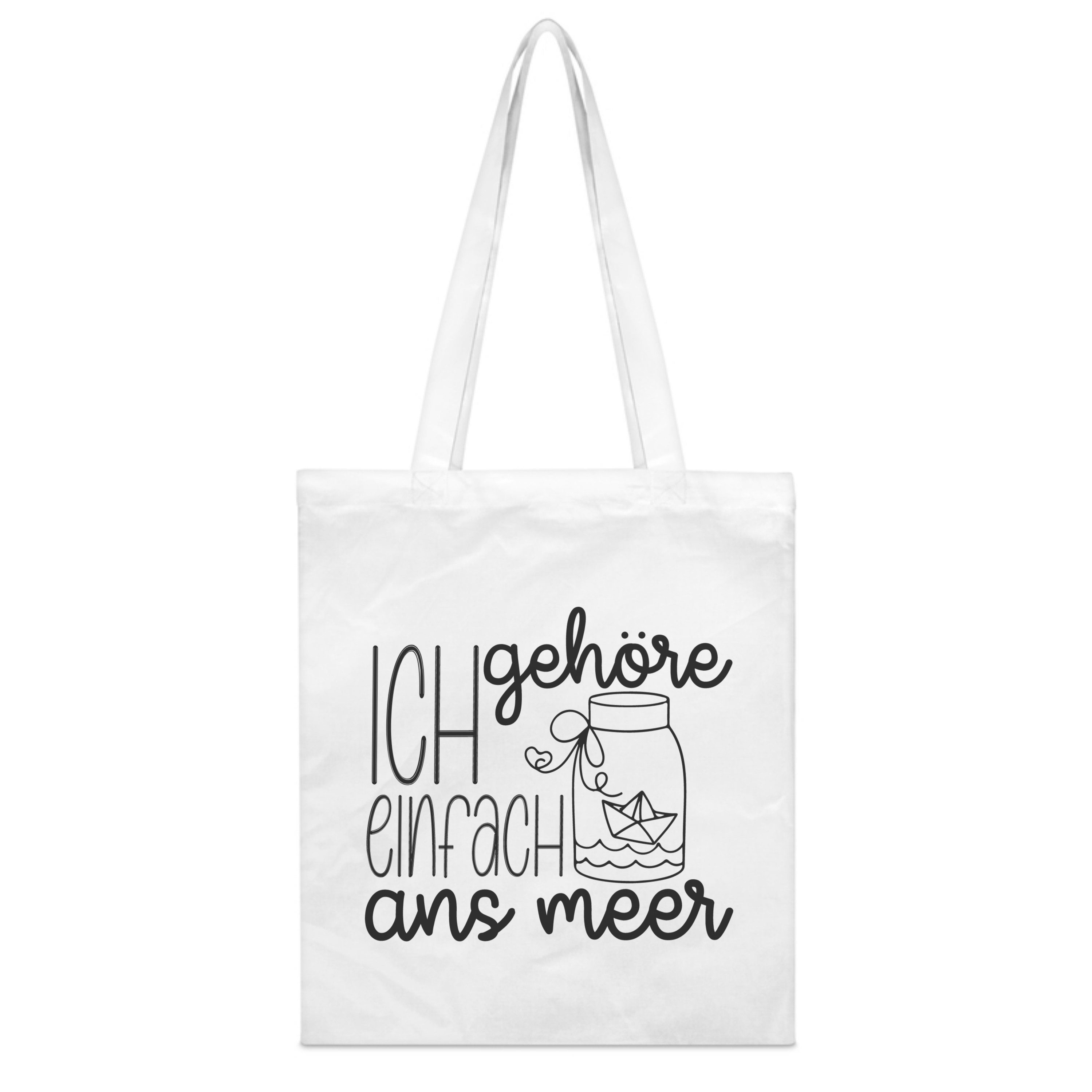 PhotoFancy Tragetasche mit Spruch 'Ans Meer' - Stoffbeutel, mit lustigem Spruch