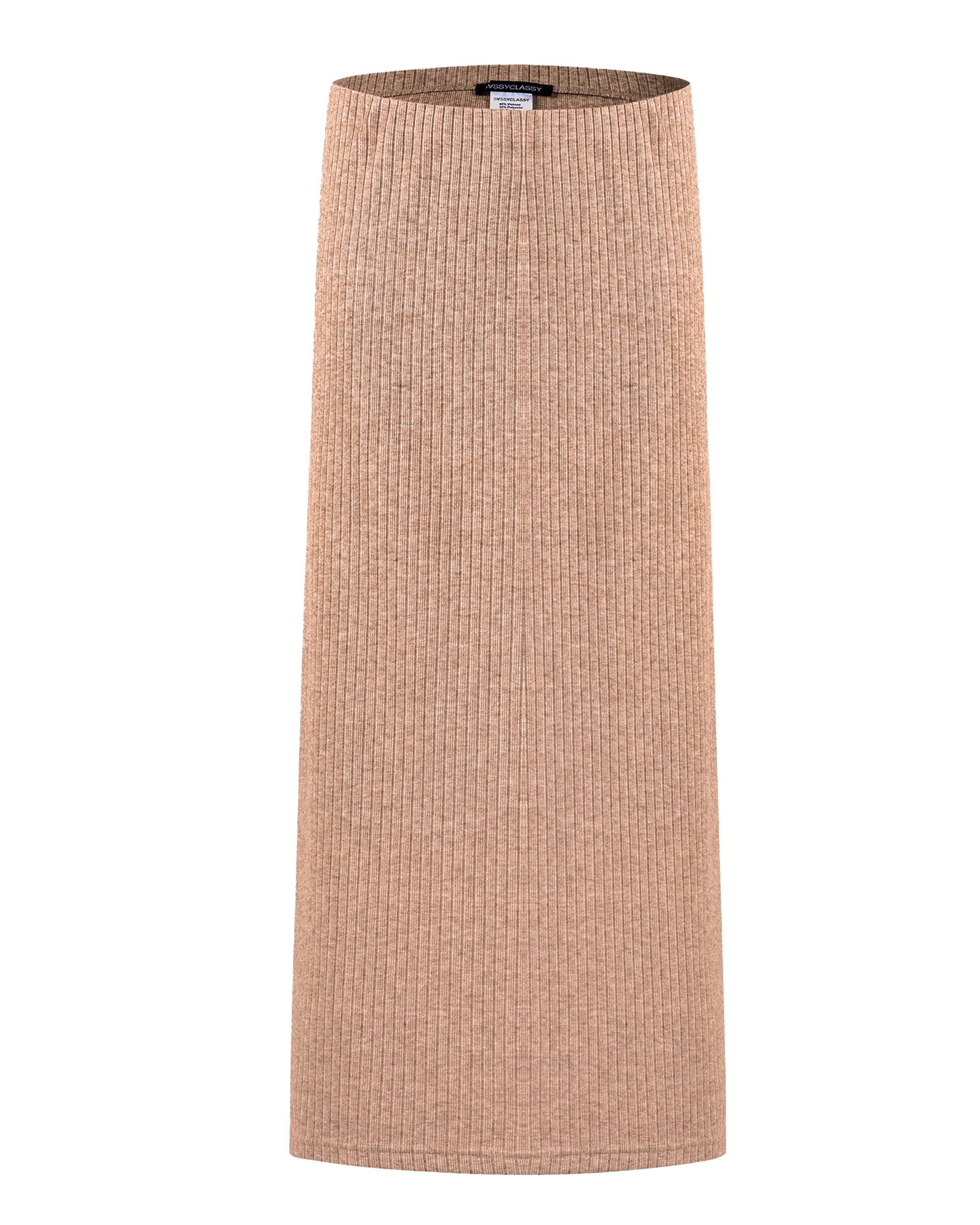 SASSYCLASSY Strickrock Gerippter Midirock Damen mit elastischem Bund Figurb günstig online kaufen