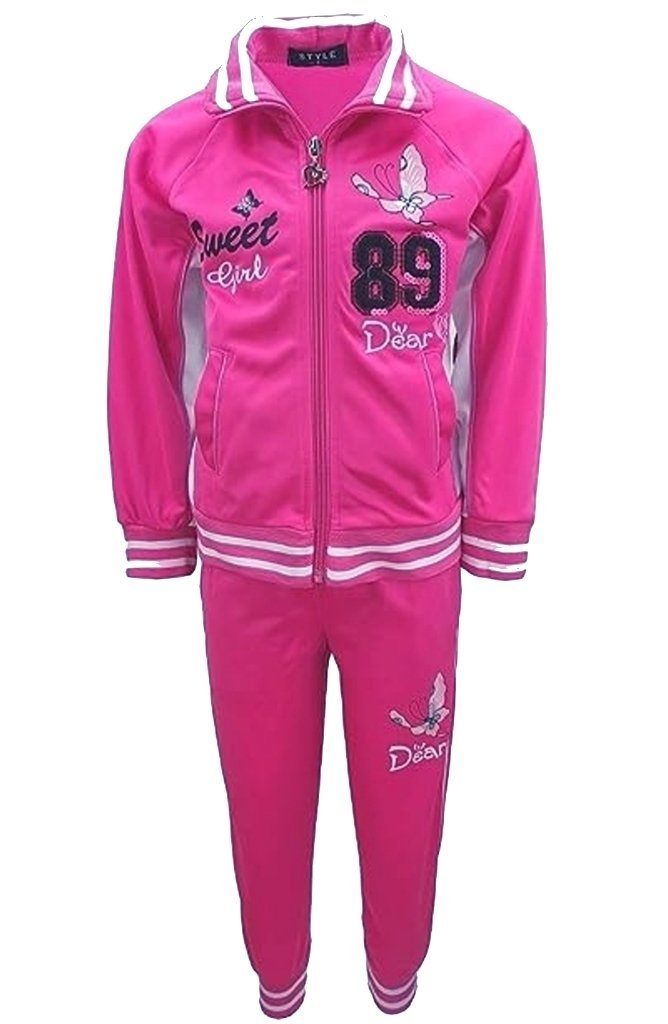 Girls Fashion Trainingsanzug Mädchen Freizeitanzug, Trainingsanzug, MF11 Rosa Fitness