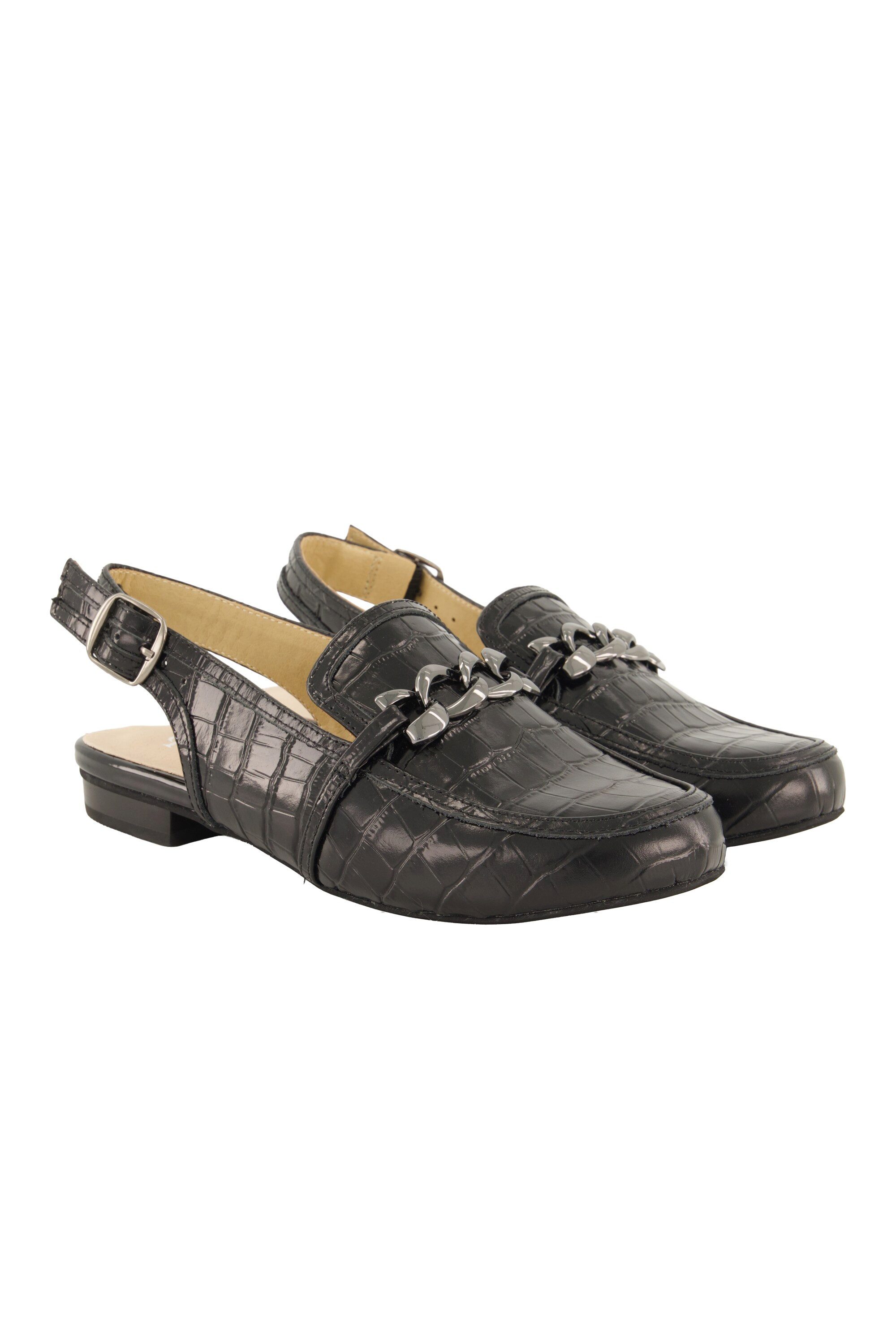 Leder-Mules Zierspange Weite H Mokassin