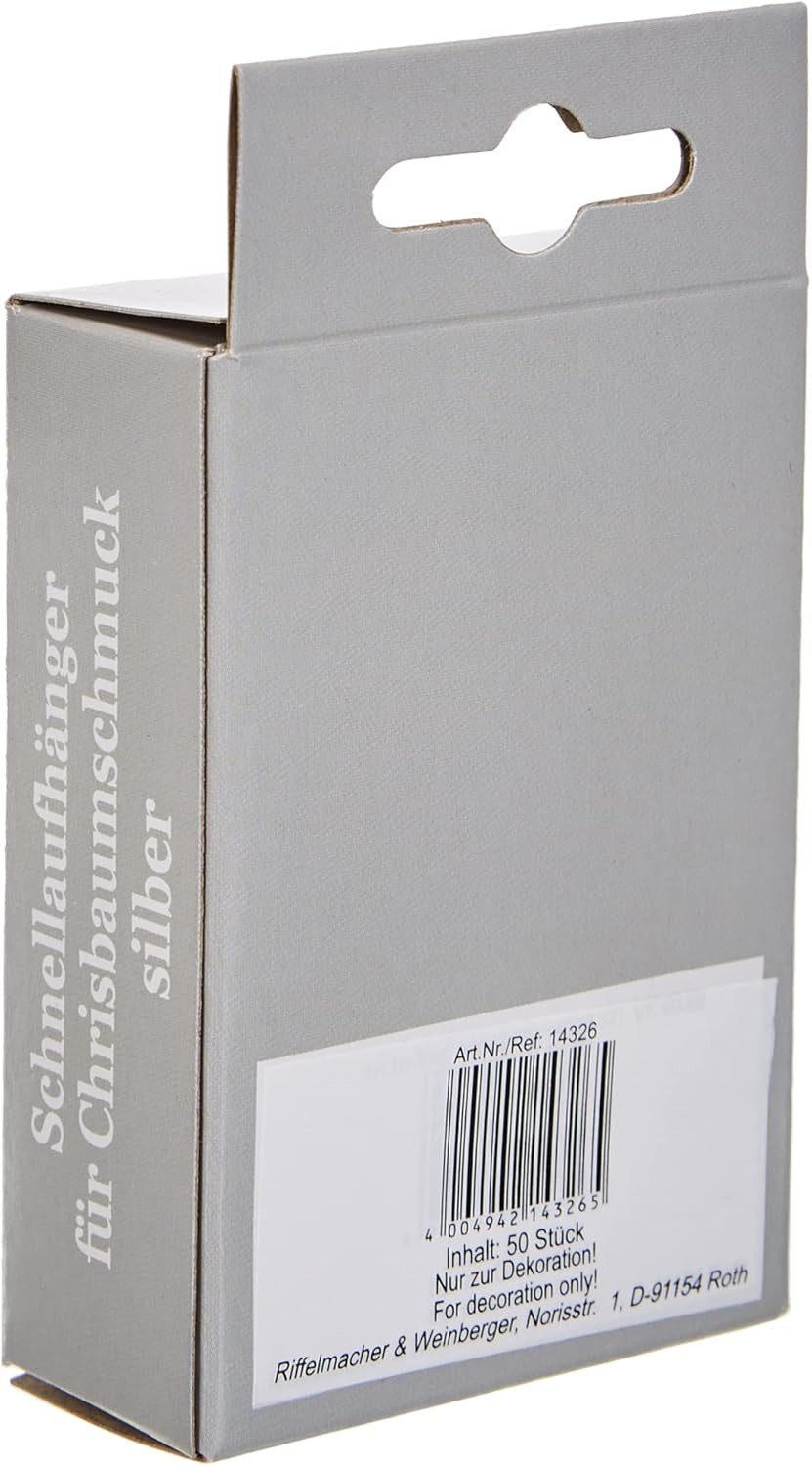 RIFFELMACHER & WEINBERGER Weihnachtsbaumkugel Kugel-Aufhänger in Box, 50 Stück Silber