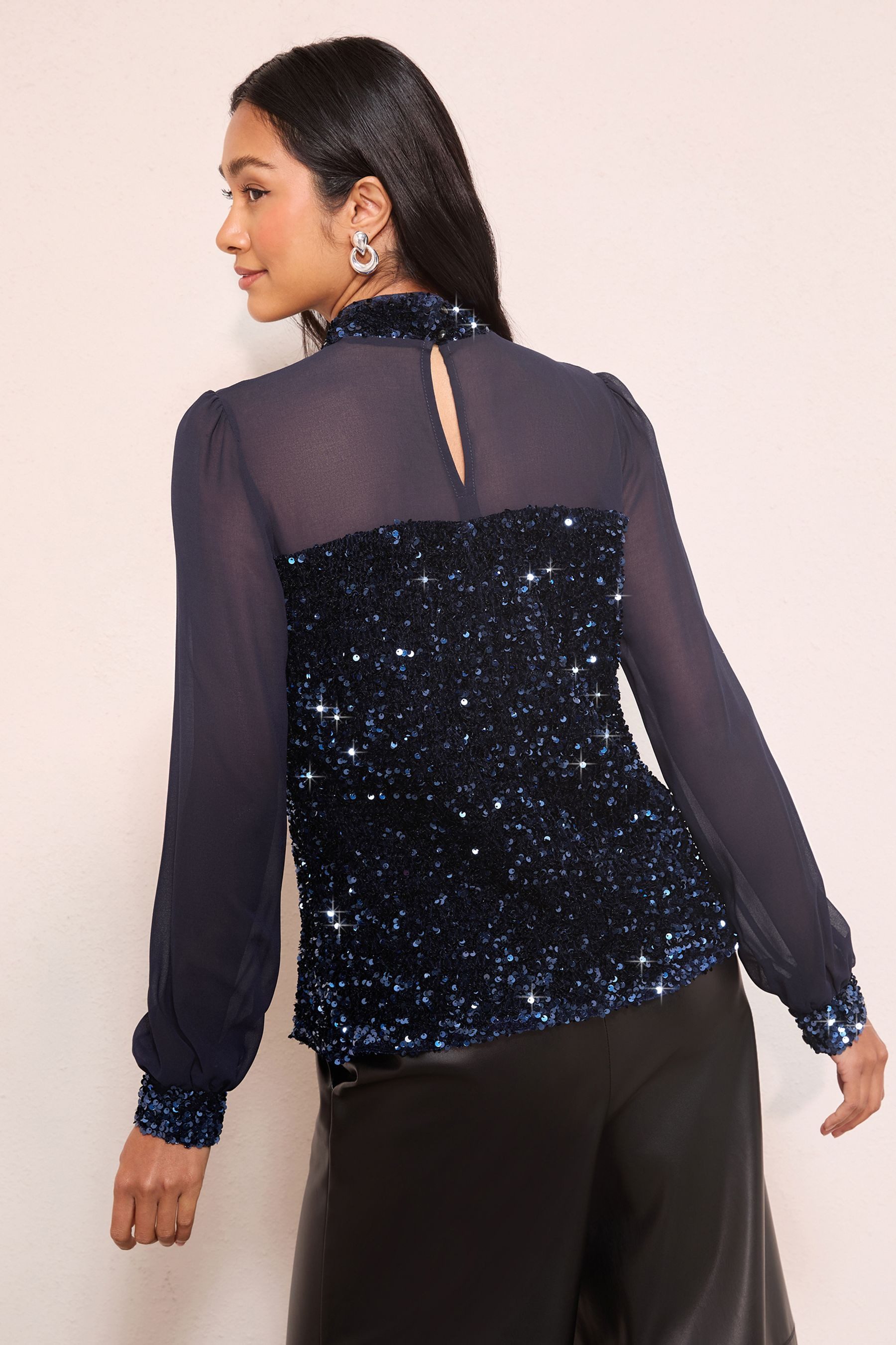 Friends Like These Paillettenshirt Friends Like These Bluse mit Stehkragen (1-tlg)