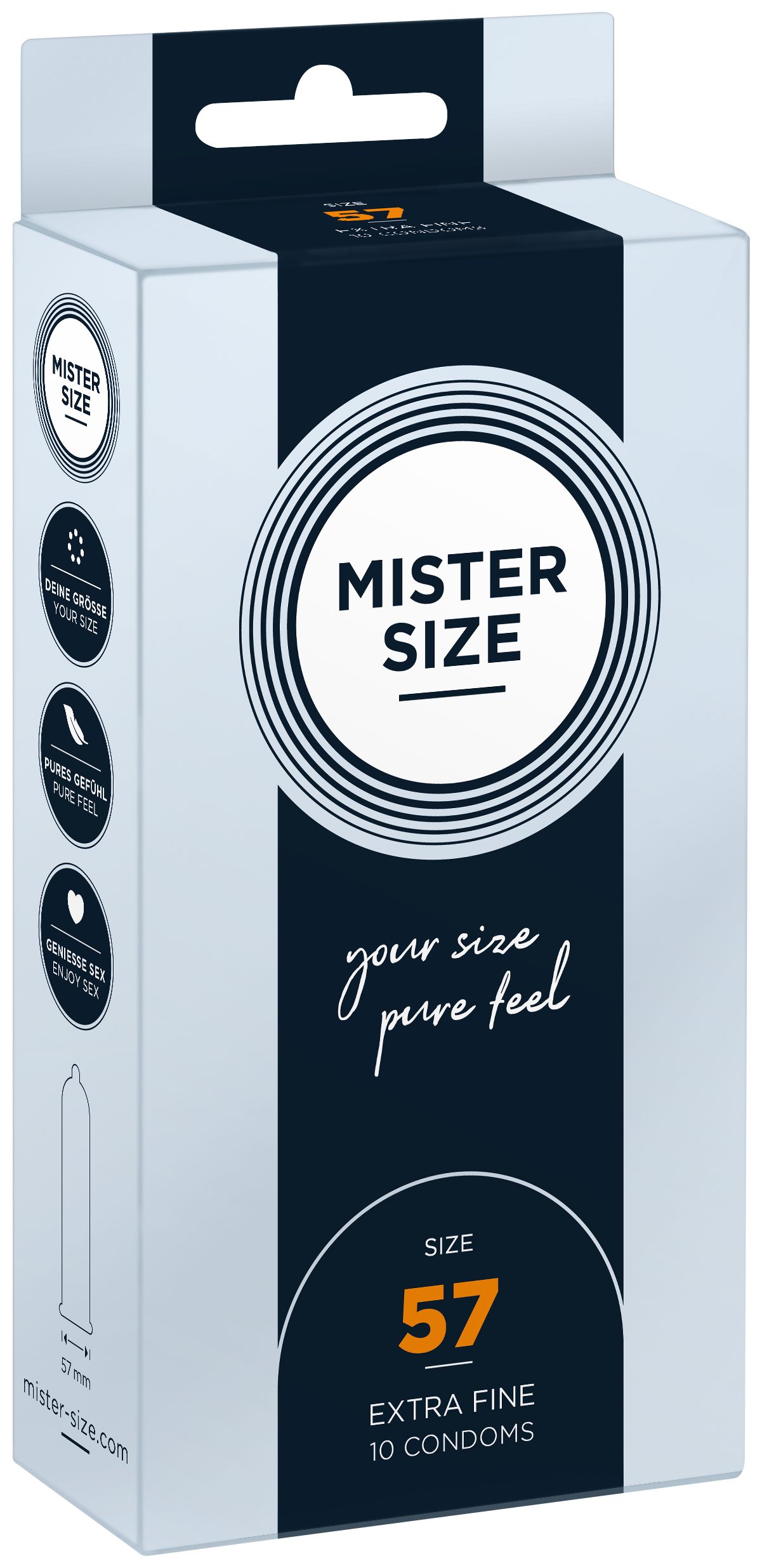 MISTER SIZE Kondome 10 Stück, Nominale Breite 57mm, gefühlsecht & feucht