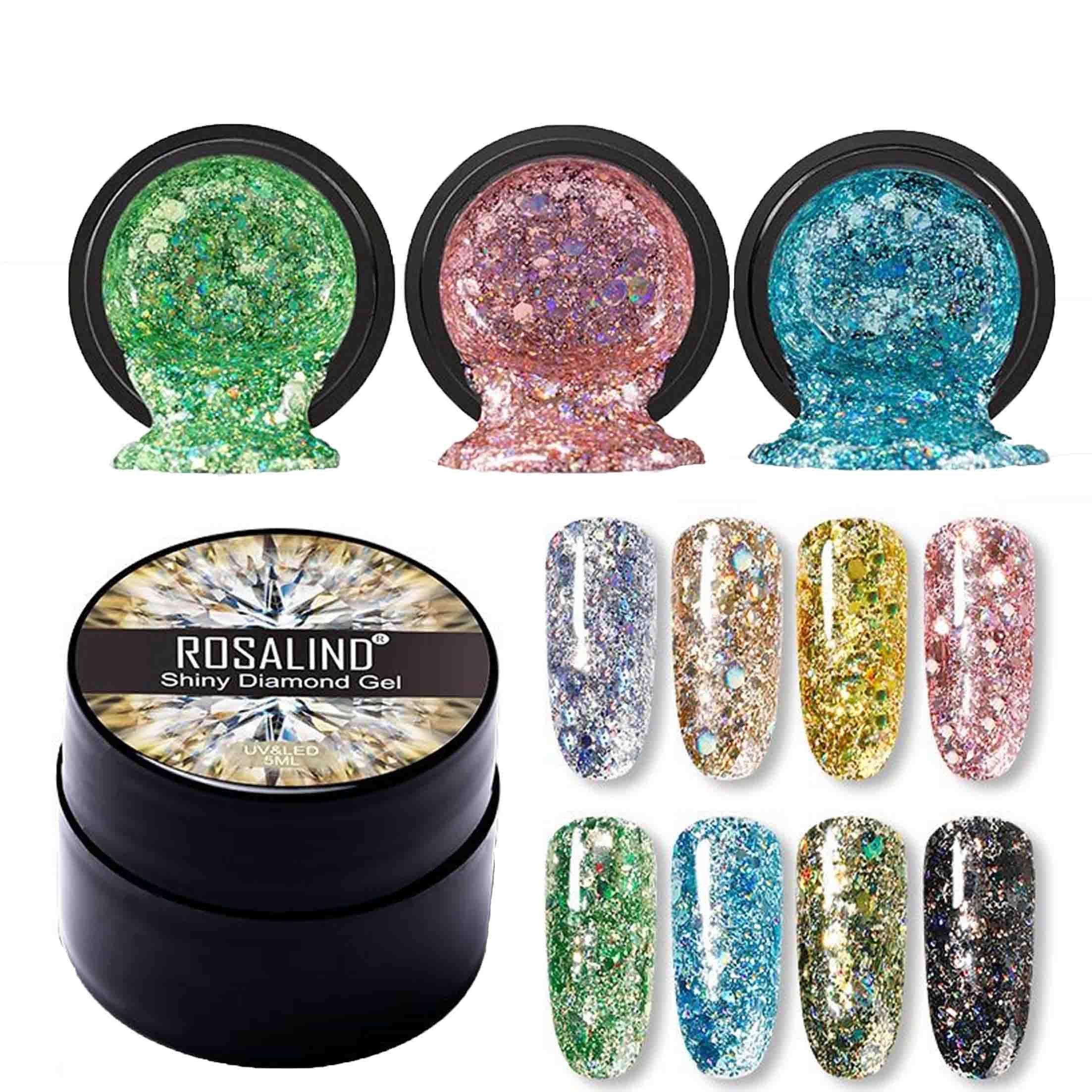 KINSI Nagellack-Set Glitter Gel Nagellack Set 8 Farben, 5ml Nagelgel, UV-Aushärtung, kratzfest, sicher ohne Schädstoffe, antiklebend, langlebig