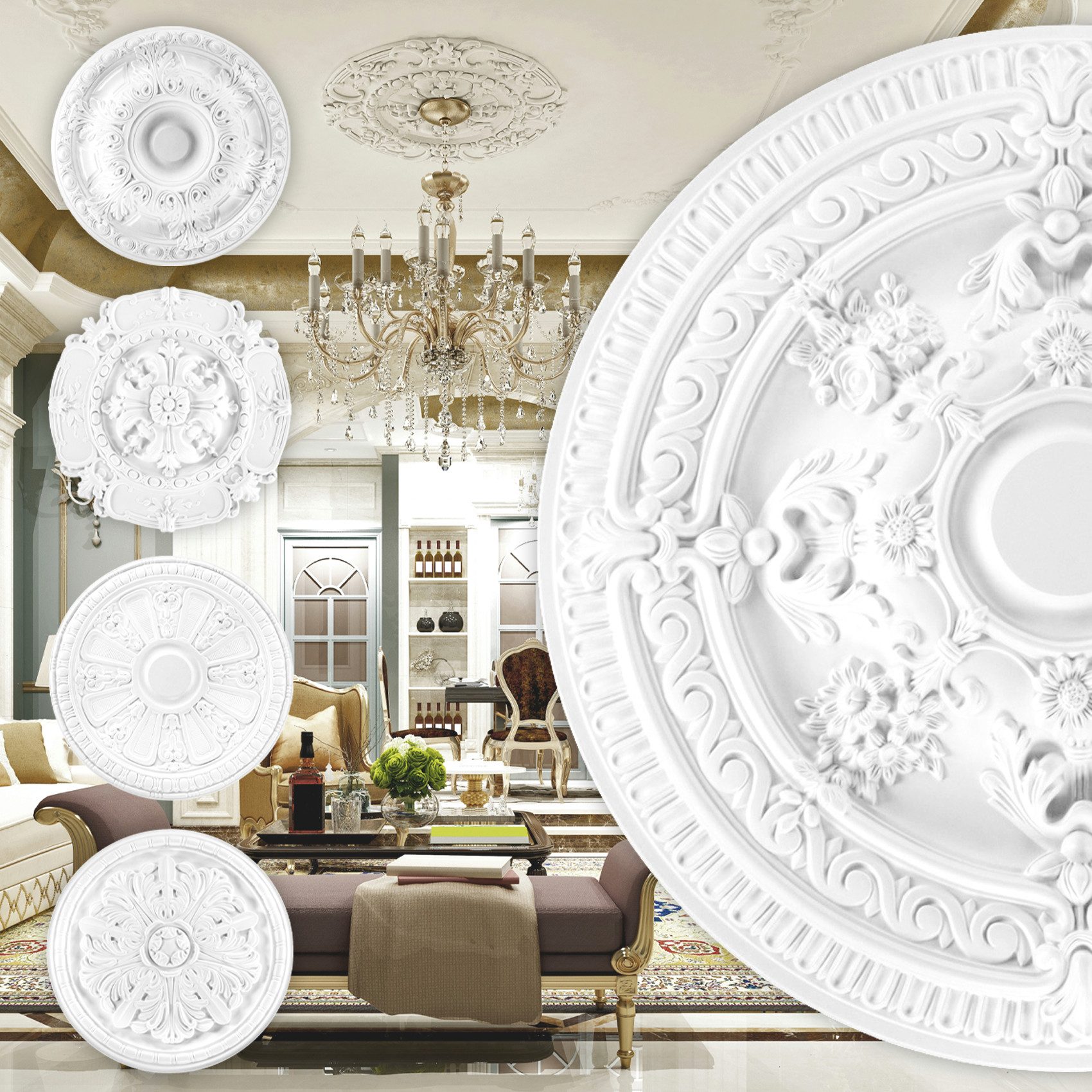 Grand Decor Wanddekoobjekt R105 (Stuckrosette aus günstig online kaufen