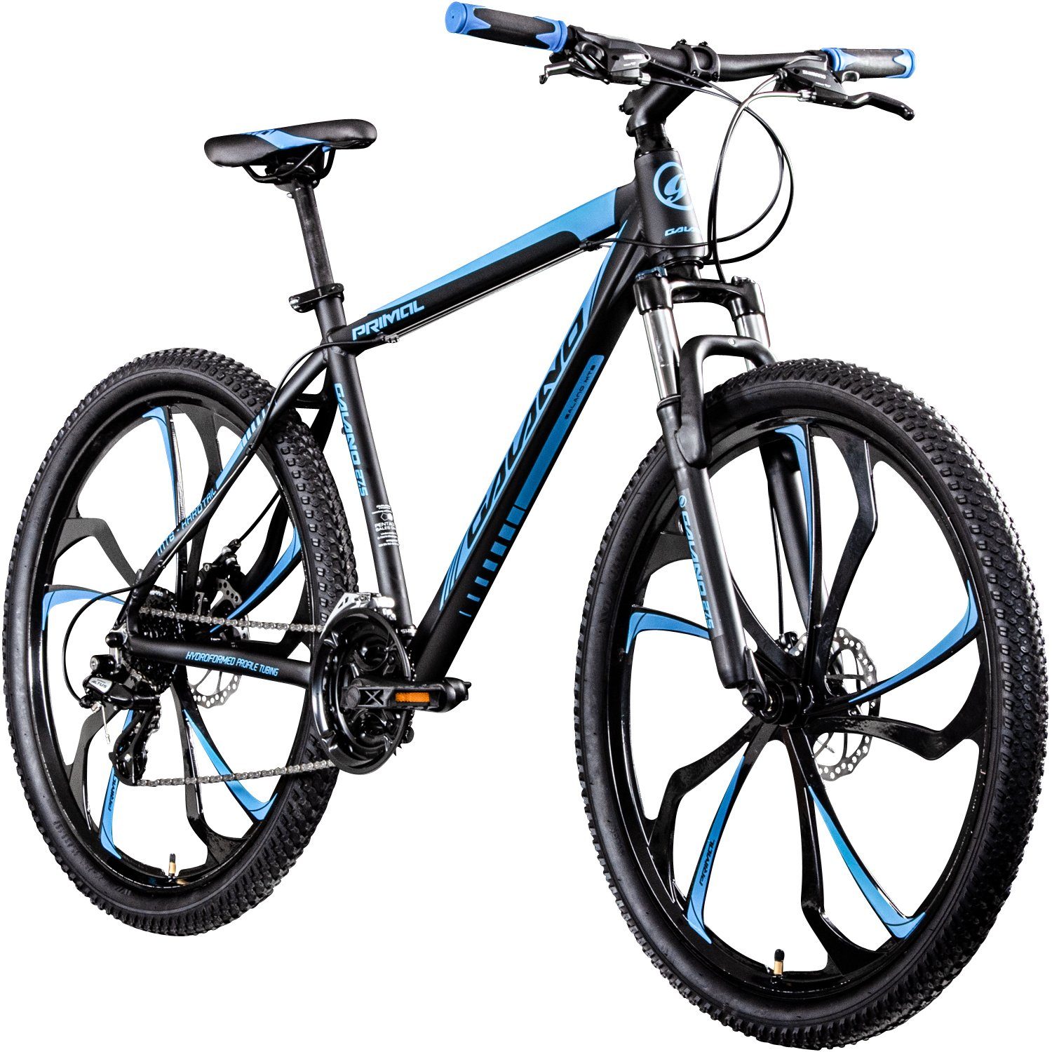 Galano Mountainbike Primal, 24 Gang, Kettenschaltung, Mountainbike Jugendliche und Erwachsene 165-185cm MTB Hardtail Fahrrad schwarz/blau