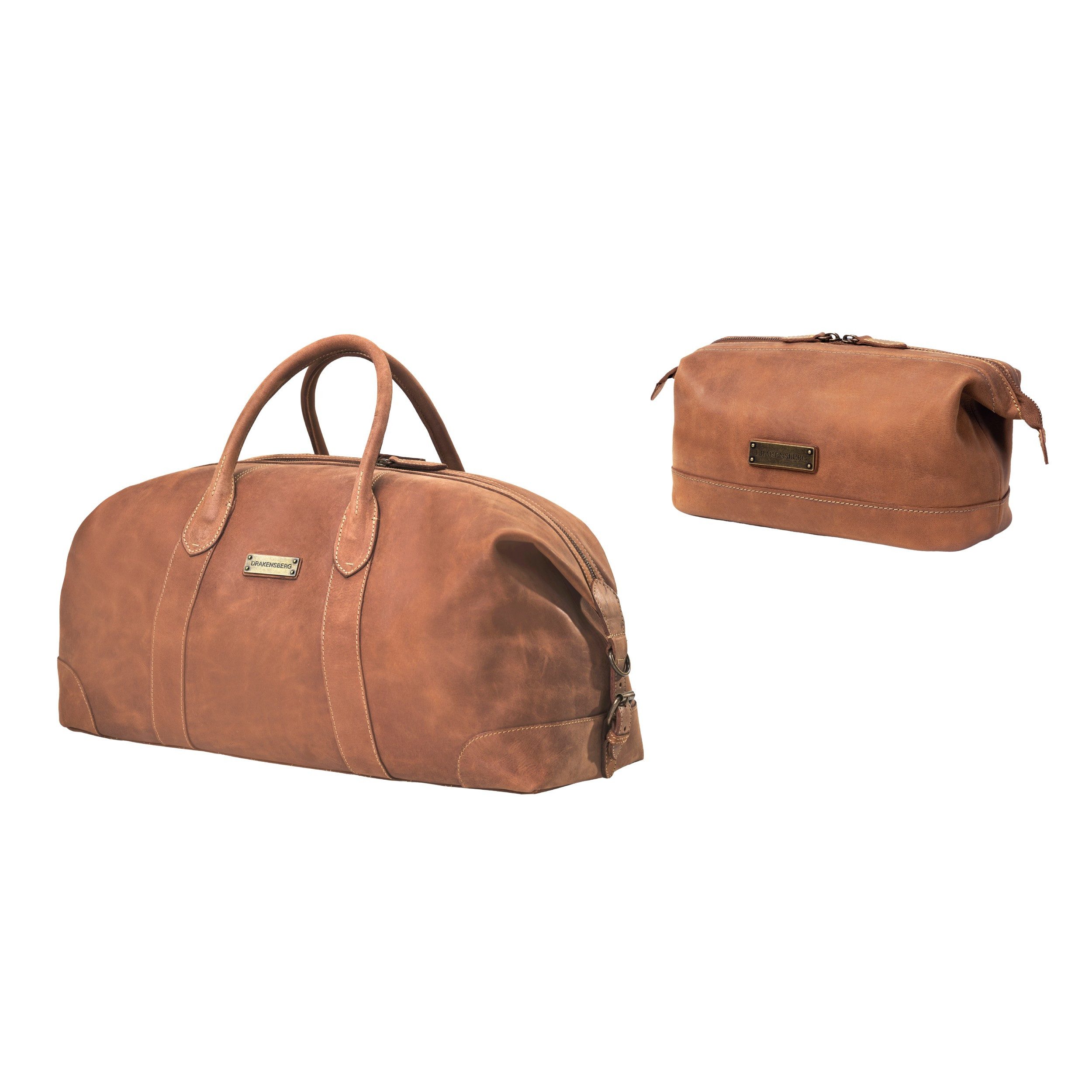 Reisetasche Weekender »David« (55) & Kulturbeutel »Ruby« Cognac