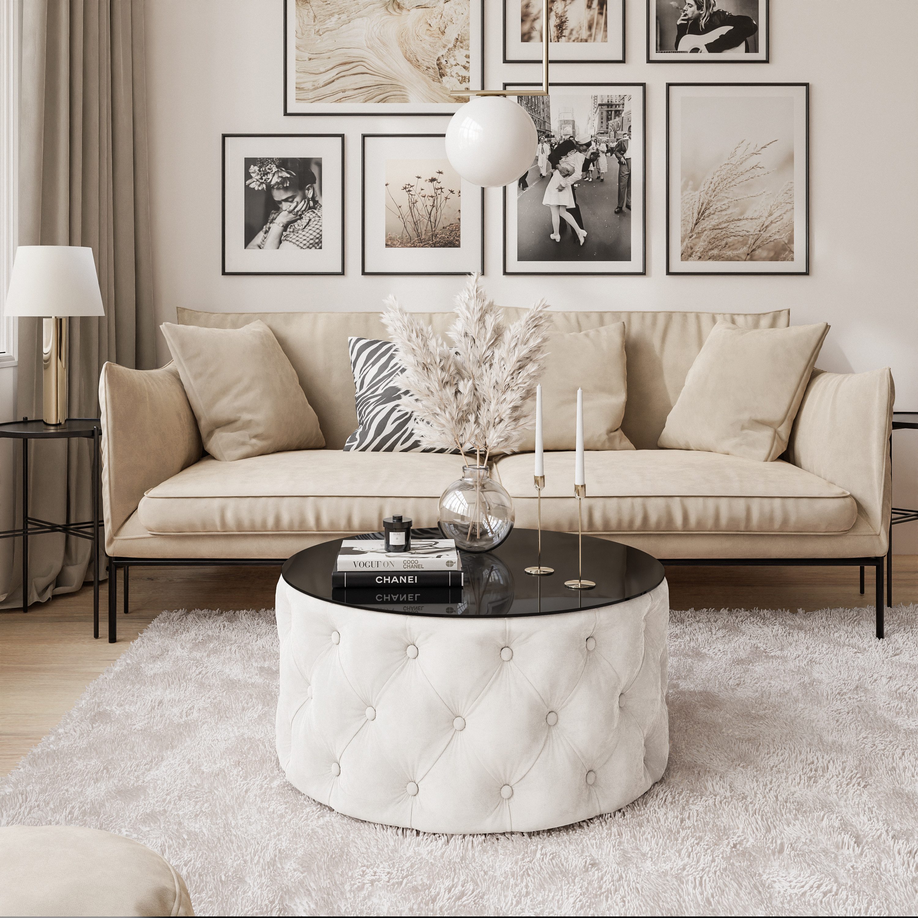 Lookway Couchtisch CHESTERFIELD 70 cm runder gepolsterter couchtisch günstig online kaufen