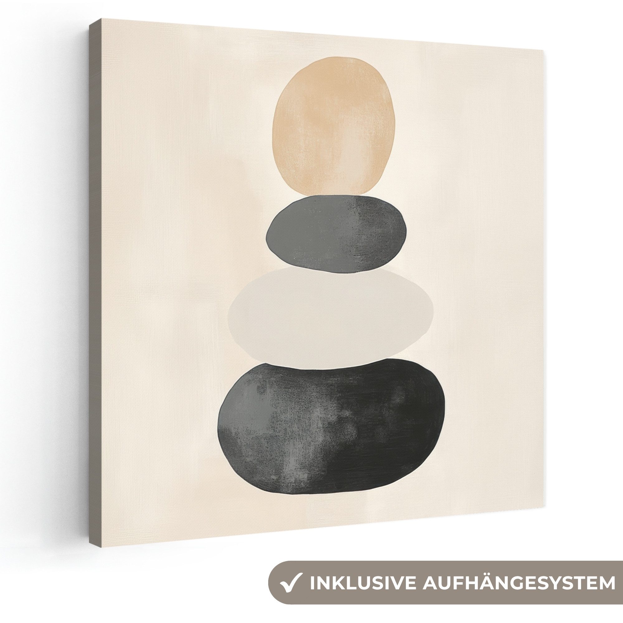 OneMillionCanvasses® Leinwandbild Japandi - Wabi sabi - Beige, Fotodruck (1 St), Wandbild, Deko Schlafzimmer Wohnzimmer Flur 20x20 cm