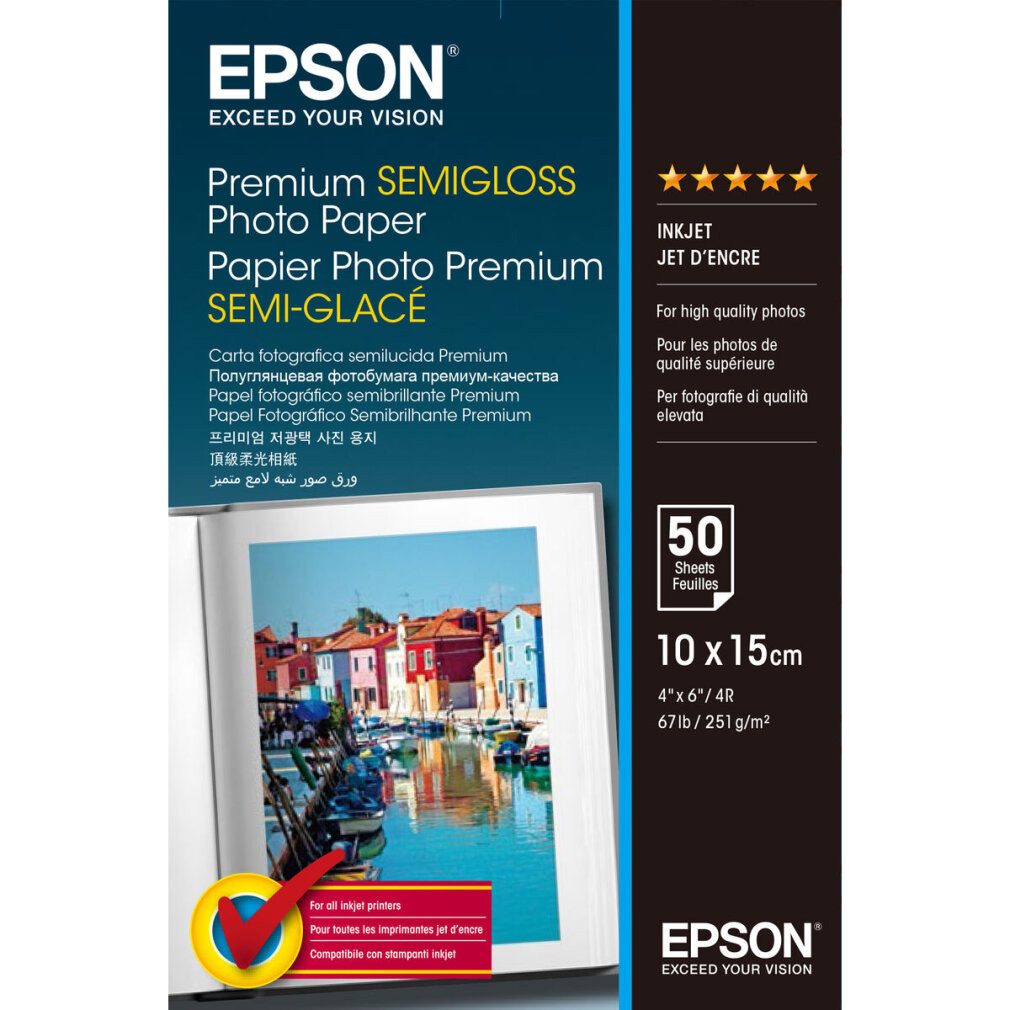 Epson Fotopapier Fotopapier S041765 10,0 x 15,0 cm seidenmatt 251 g/qm 50 Blatt