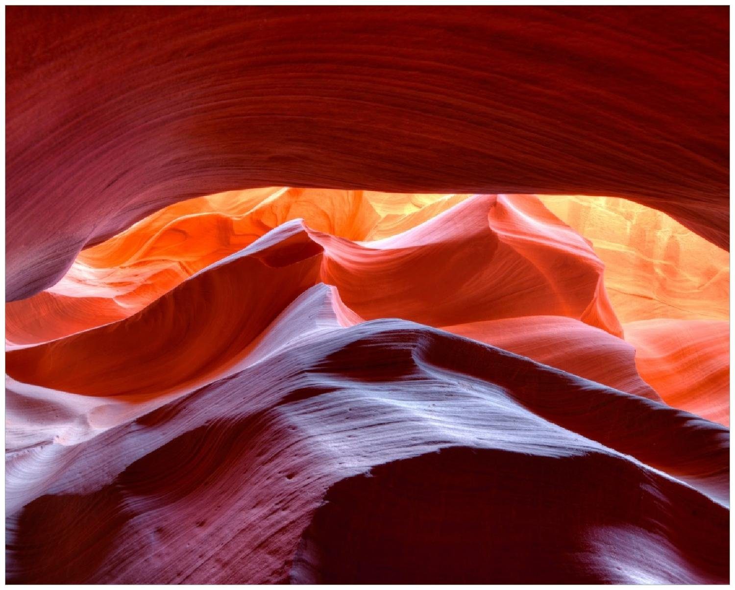 Wallario Poster, Antelop Farben, in Ausführungen leuchtenden Kalksandsteingebirge verschiedenen USA Canyon in