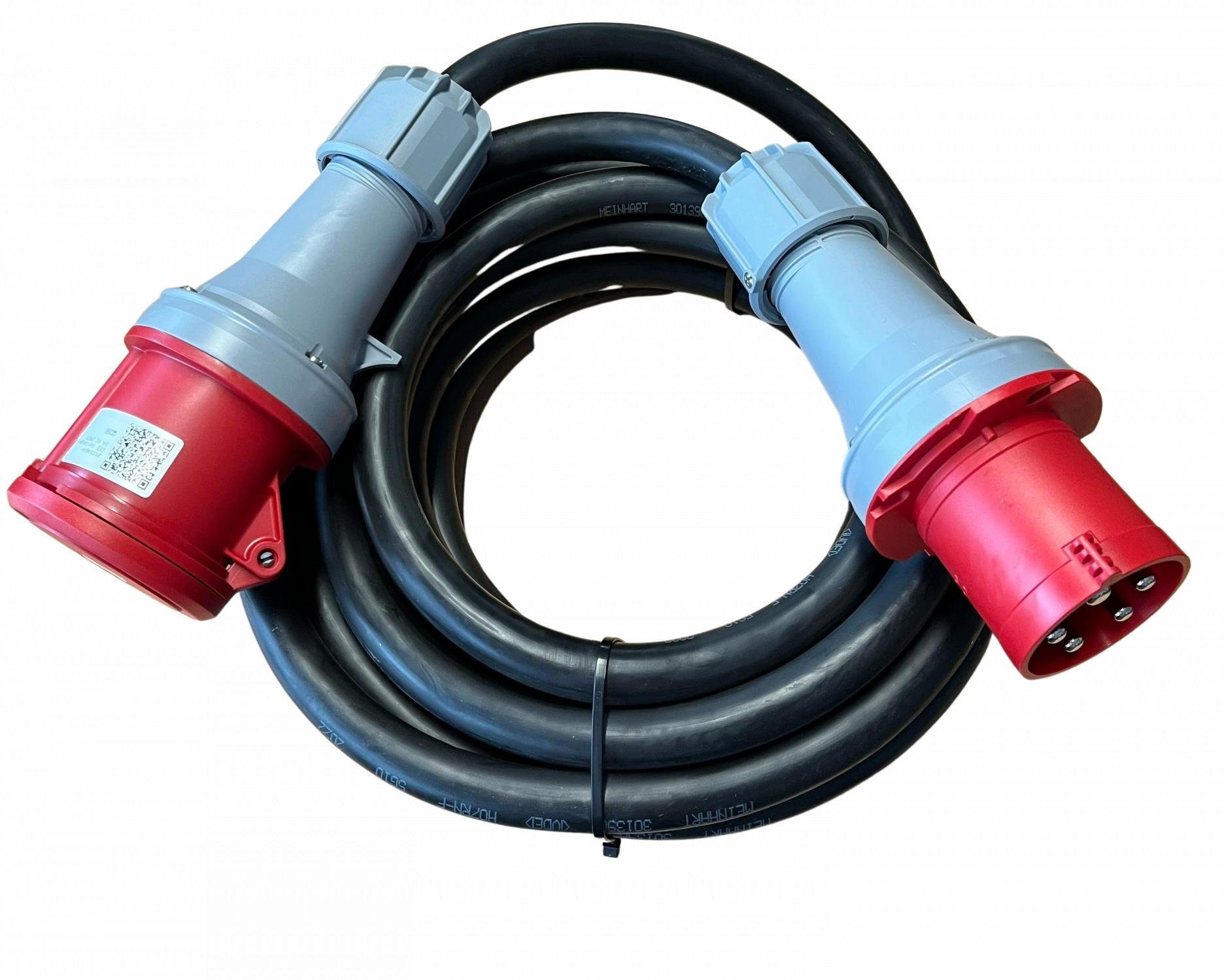 WDH 63A CEE-Verbindungskabel 10Q IP67 CEE-Adapterkabel 63A 5p 6h 400V zu 63A 5p 400V, 1000 cm, Inkl. Kupplung und Stecker