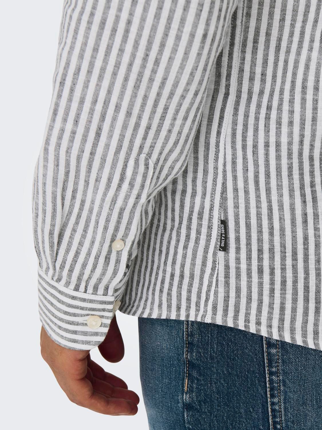 ONLY & SONS Kurzarmhemd ONSCAIDEN LS STRIPE LINEN SHIRT 660 NOOS